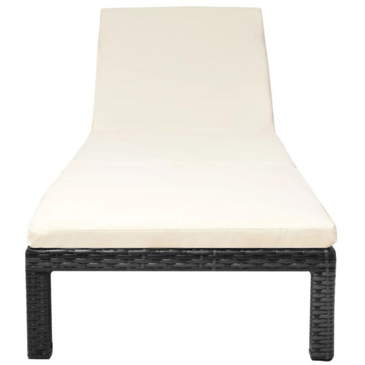 VIDAXL Chaise longue avec coussin Résine tressée Noir