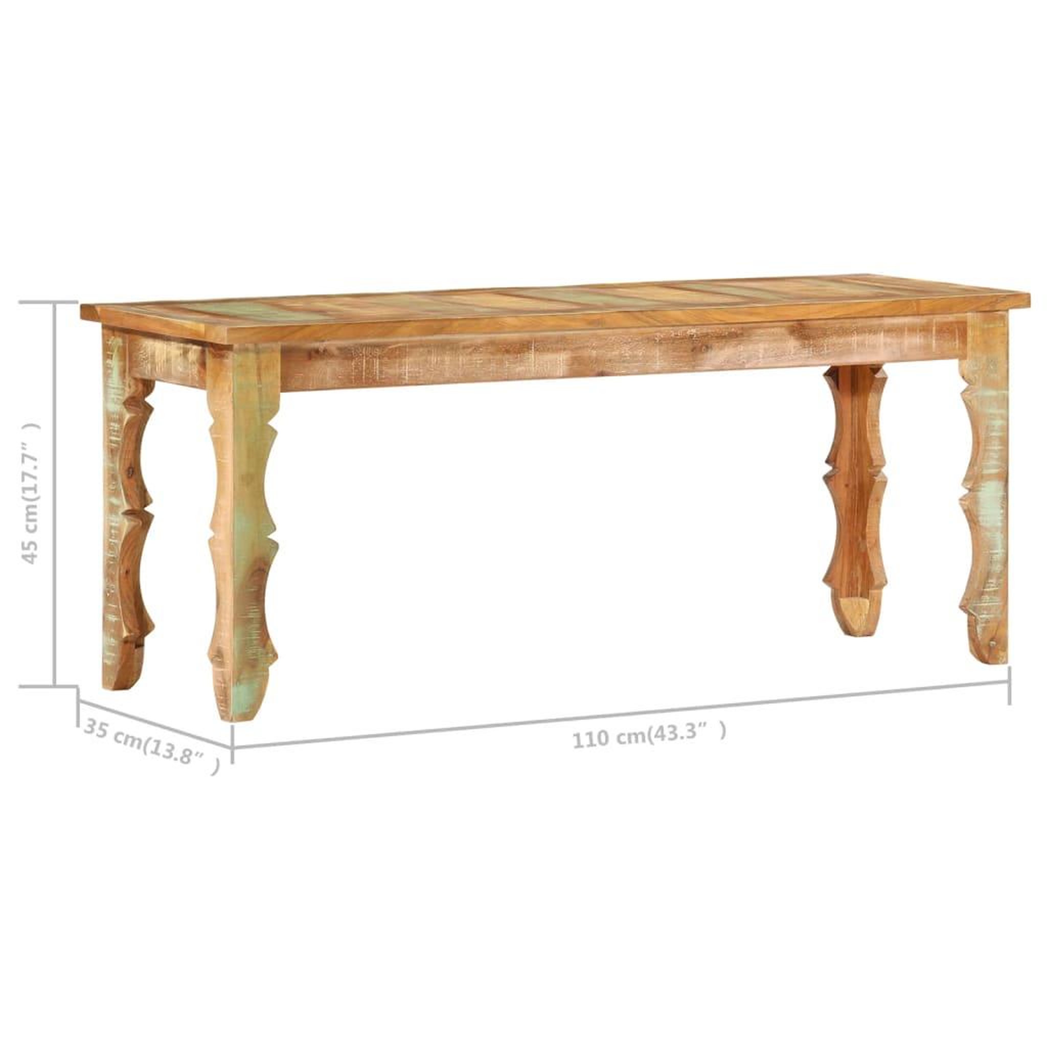 Voir la diapositive 6 : VIDAXL Banc 110 x 35 x 45 cm bois de recuperation massif