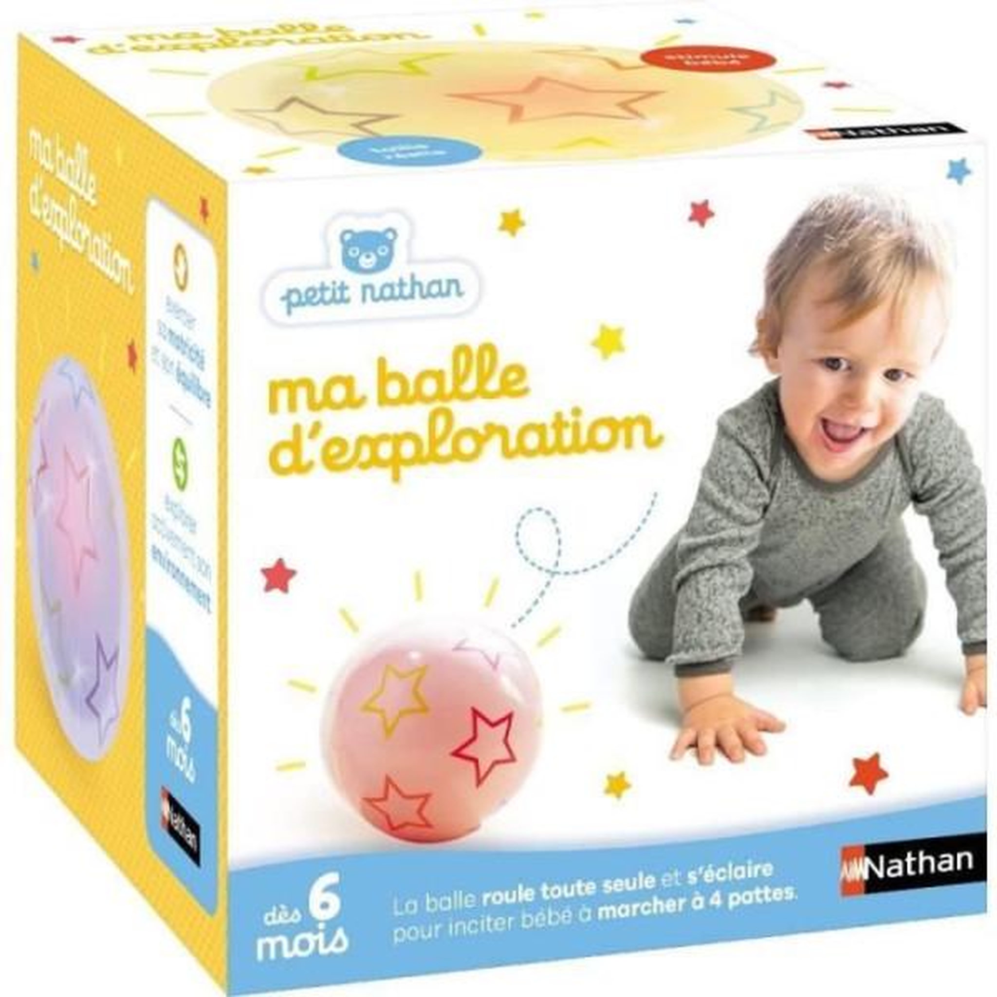 Nathan Jouet - nathan - balle d'exploration - motricité pour bébés, change de couleur et direction
