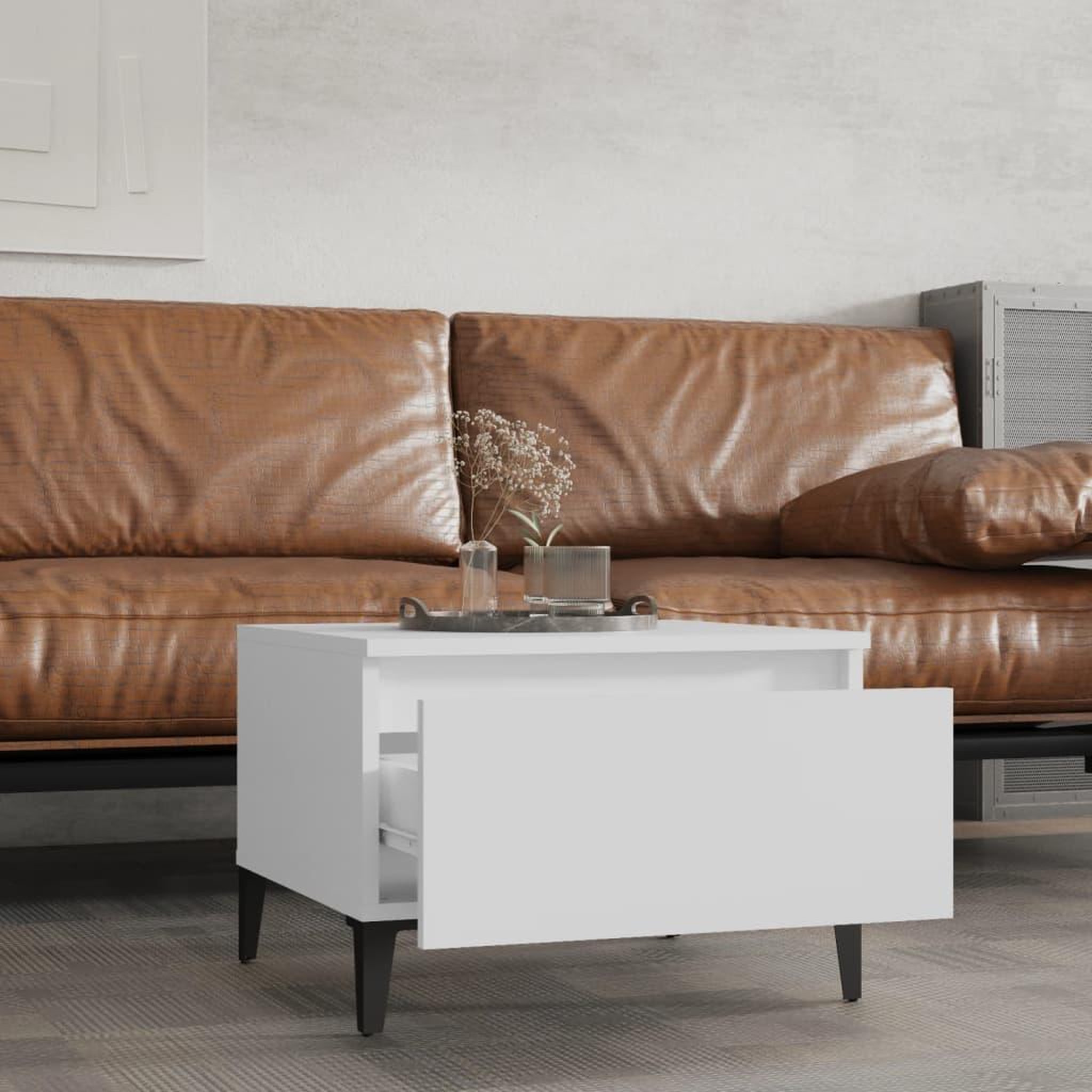 Voir la diapositive 3 : VIDAXL Table d'appoint Blanc 50x46x35 cm Bois d'ingenierie