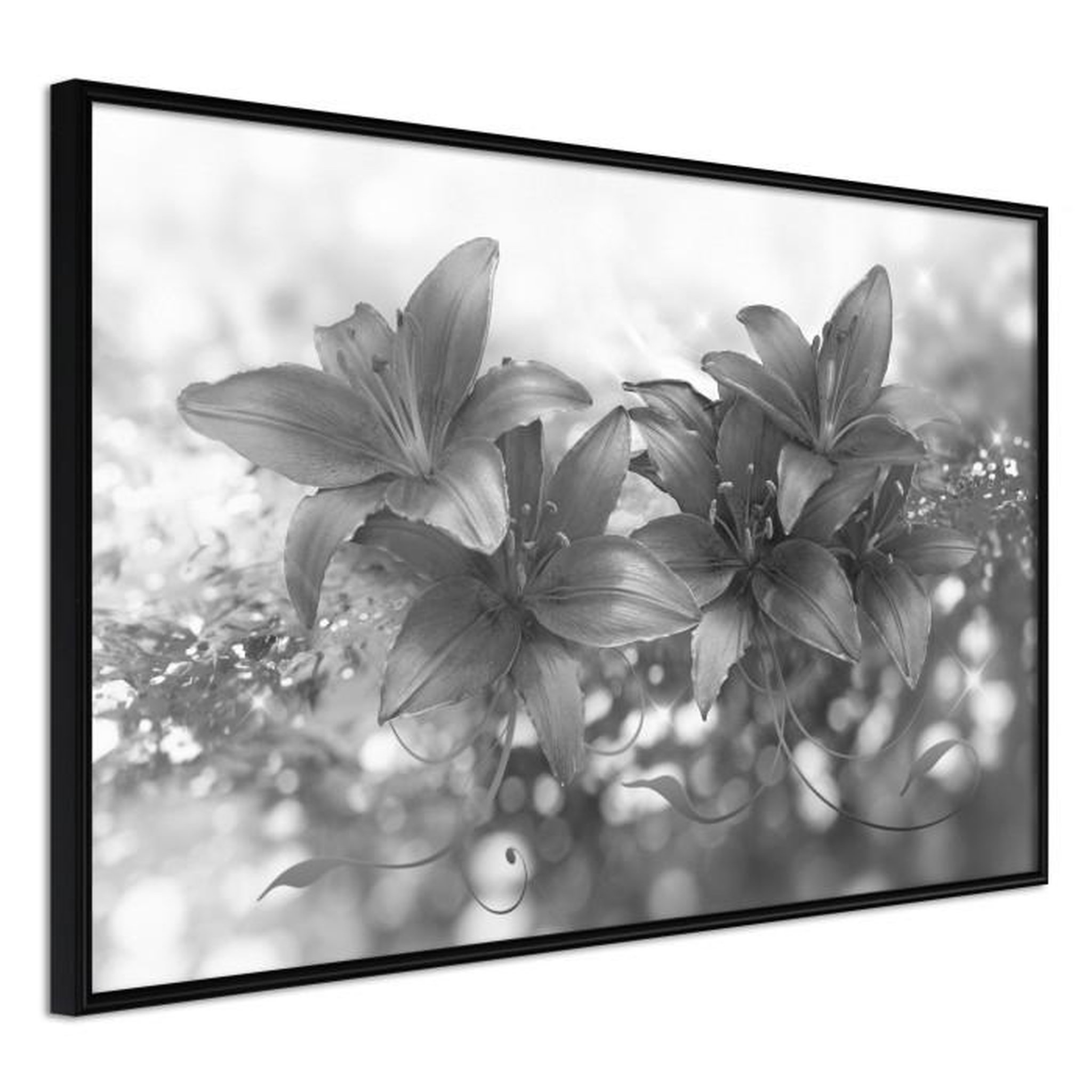Paris Prix Affiche Murale Encadrée  Dark Lillies. Coloris disponibles : Noir, Jaune