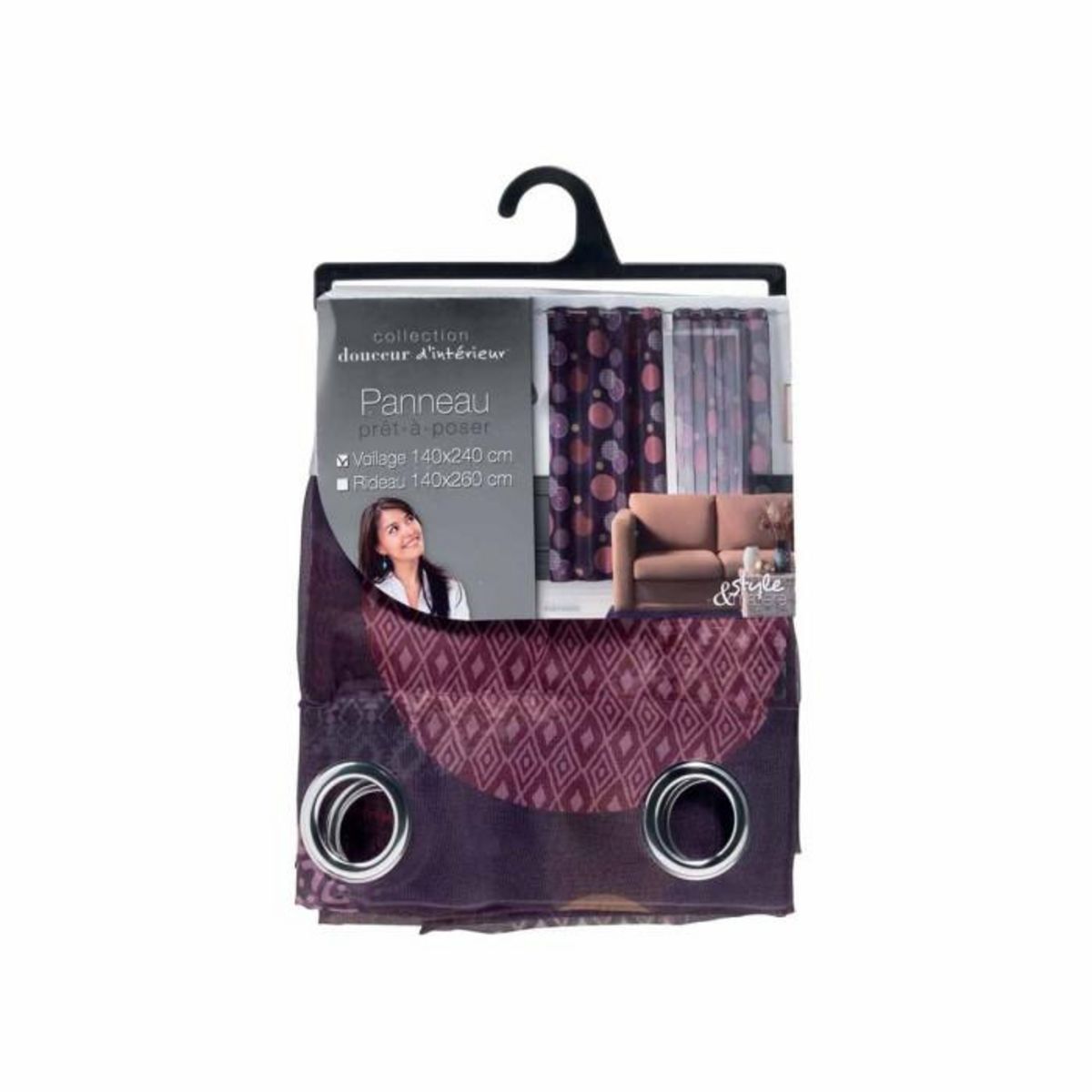 Paris Prix Rideau Voilage à Œillets  Prem  140x240cm Prune