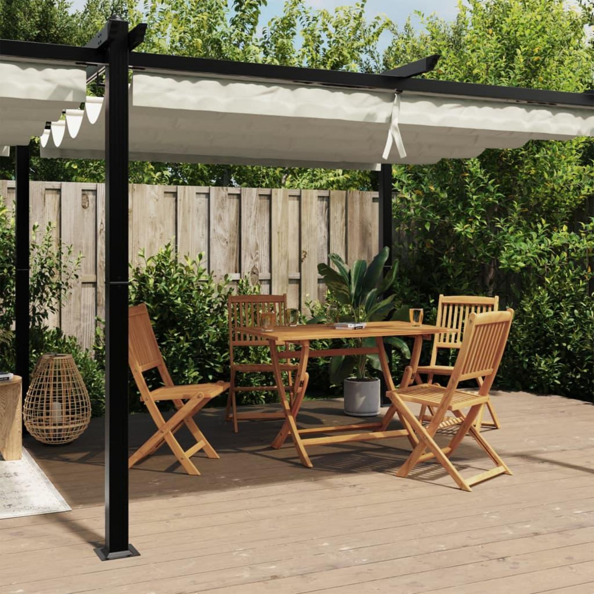 VIDAXL Tonnelle de jardin avec toit retractable creme 3x6 m aluminium