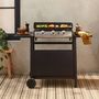 Voir la diapositive 2 : SWEEEK Plancha au gaz 3 brûleurs sur chariot - Porthos - 7.55kW. plancha à gaz avec desserte . cuisine extérieure. plaque émaillée. inox. barbecue