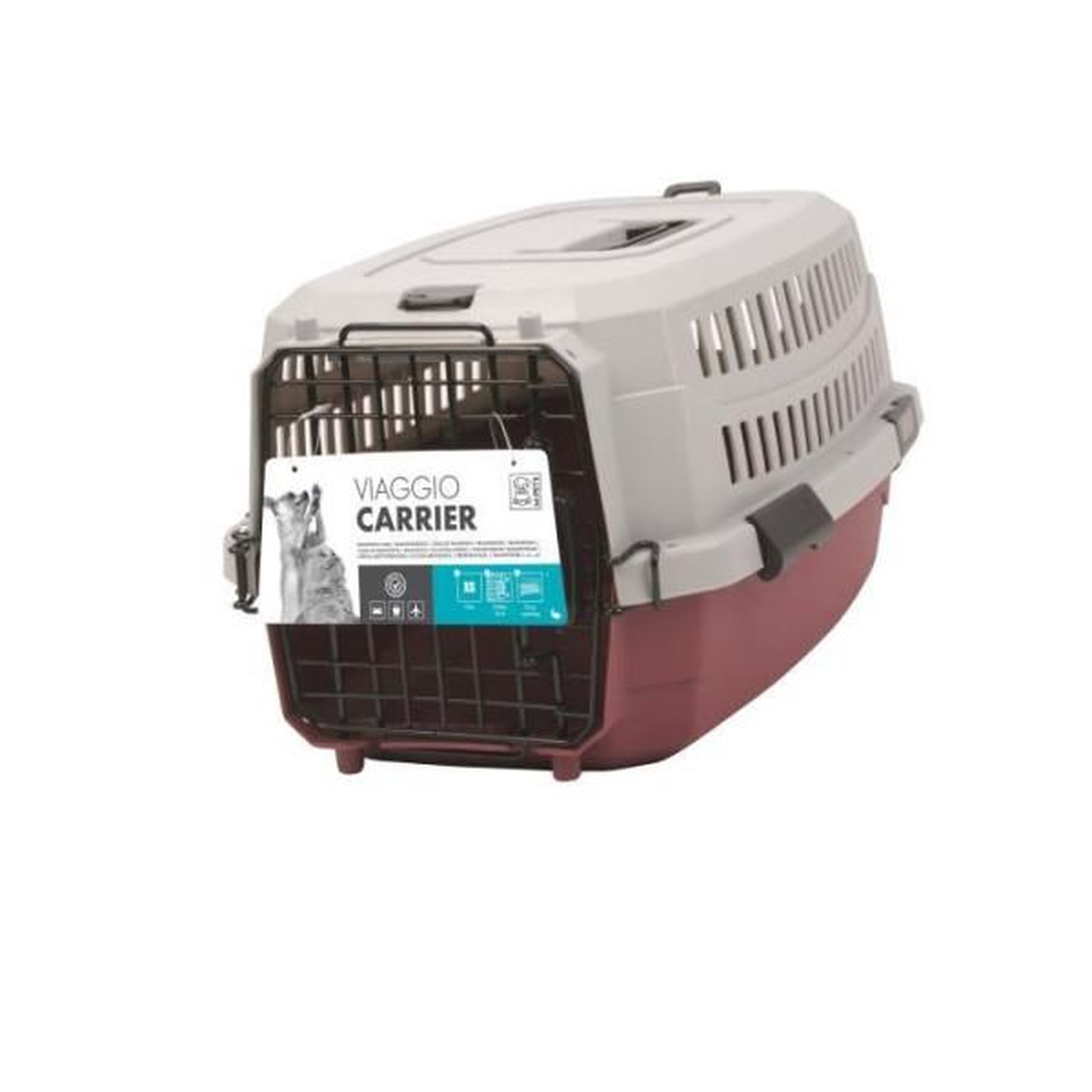 Voir la diapositive 2 : M PETS Caisse de transport viaggio carrier m pour chien - bordeaux et gris