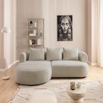 LISA DESIGN Angela - canapé d'angle gauche 4 places en velours texturé. Coloris disponibles : Vert, Orange, Bleu, Gris, Beige, Noir