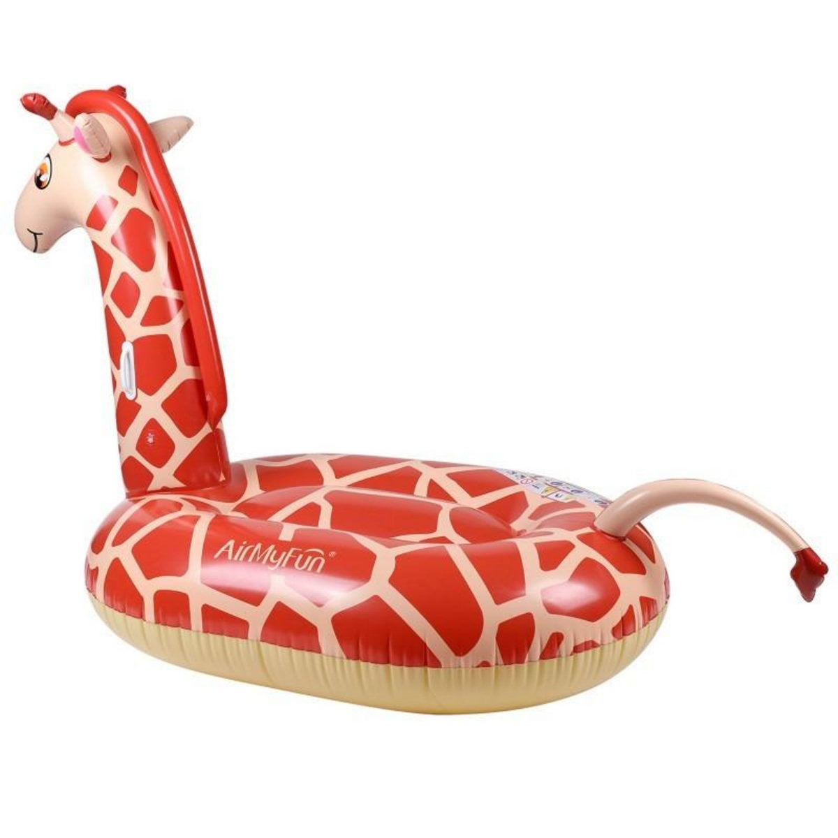 AIRMYFUN Bouée Gonflable XXL Chevauchable, Piscine & Plage, Flotteur Deluxe - Giraffe 140x140x105cm