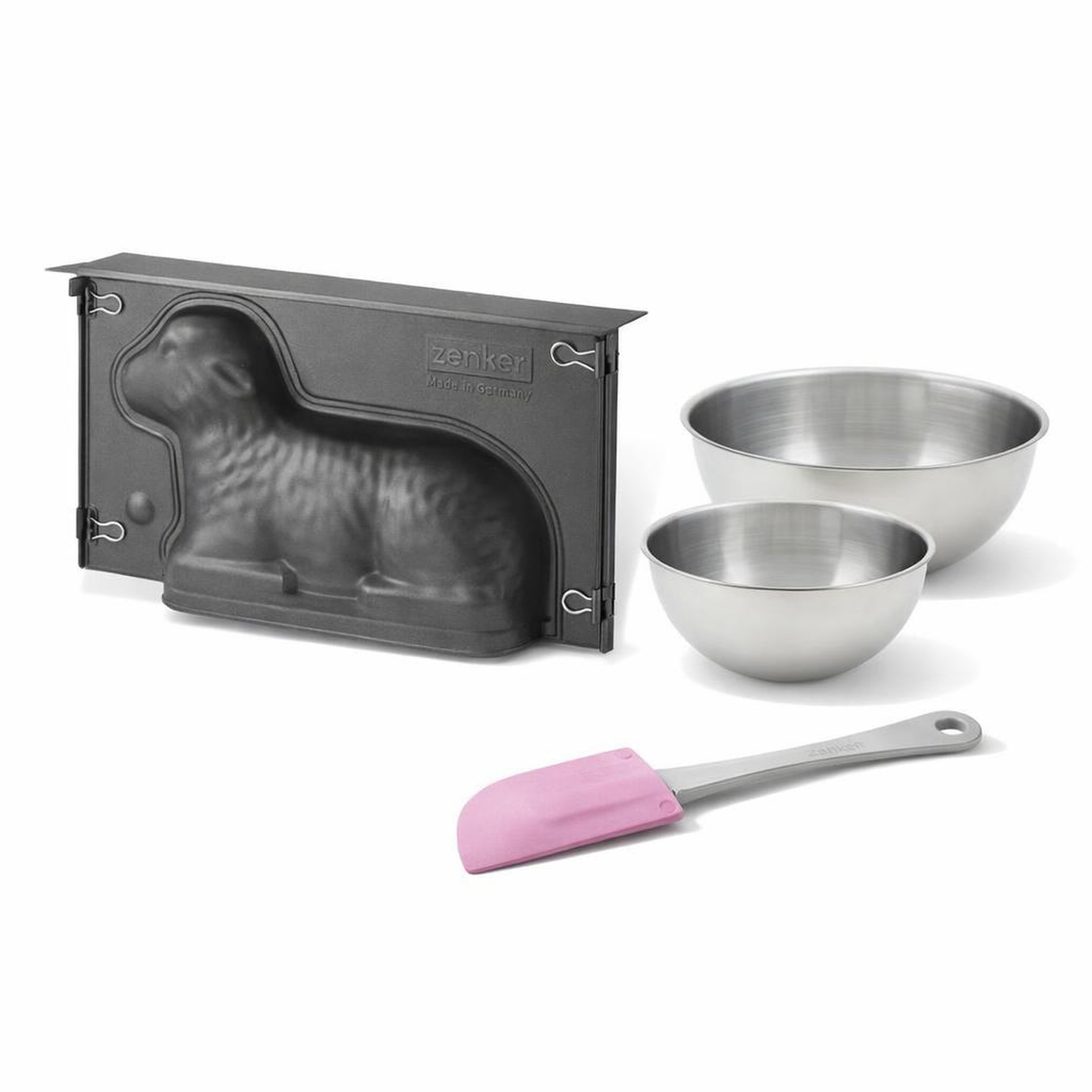 ZENKER Set de 4 ustensiles de pâtisserie moule à gâteaux 2 bols et spatule pâtisserie pâques pâques zenker  pâques
