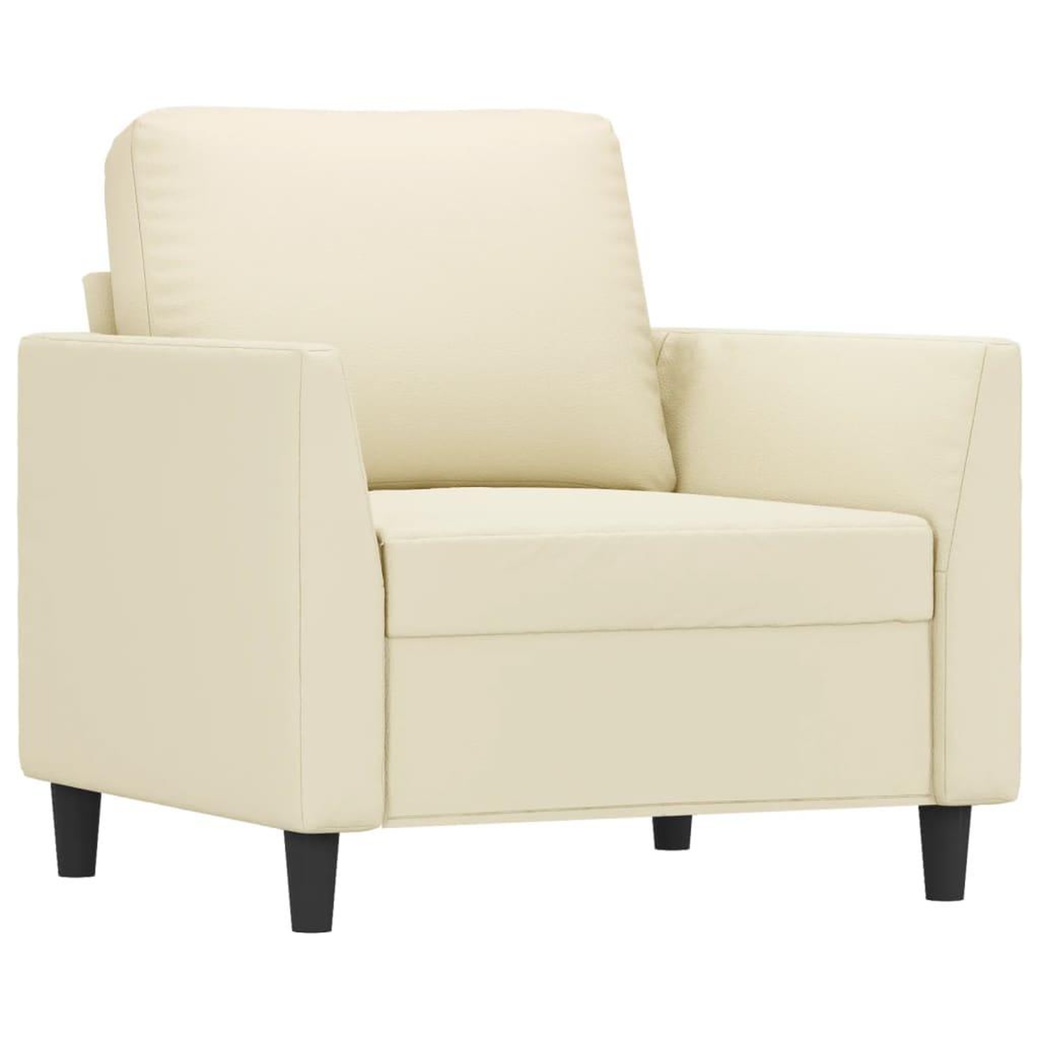 Voir la diapositive 4 : VIDAXL Fauteuil avec repose-pied Creme 60 cm Similicuir