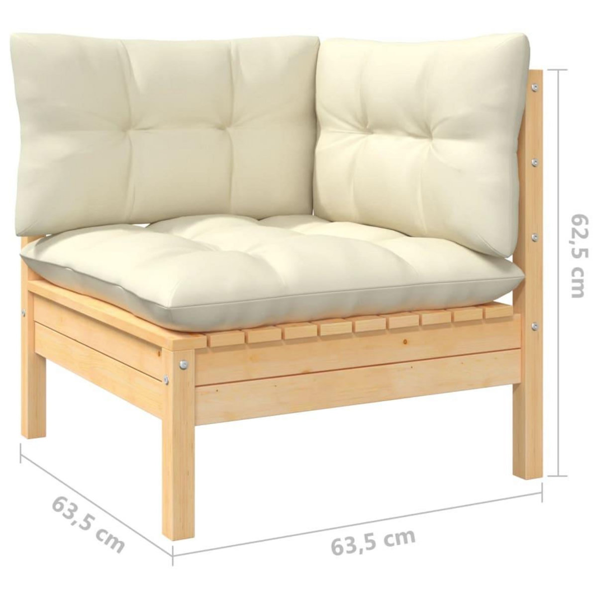 VIDAXL Salon de jardin 8 pcs avec coussins creme Bois de pin massif