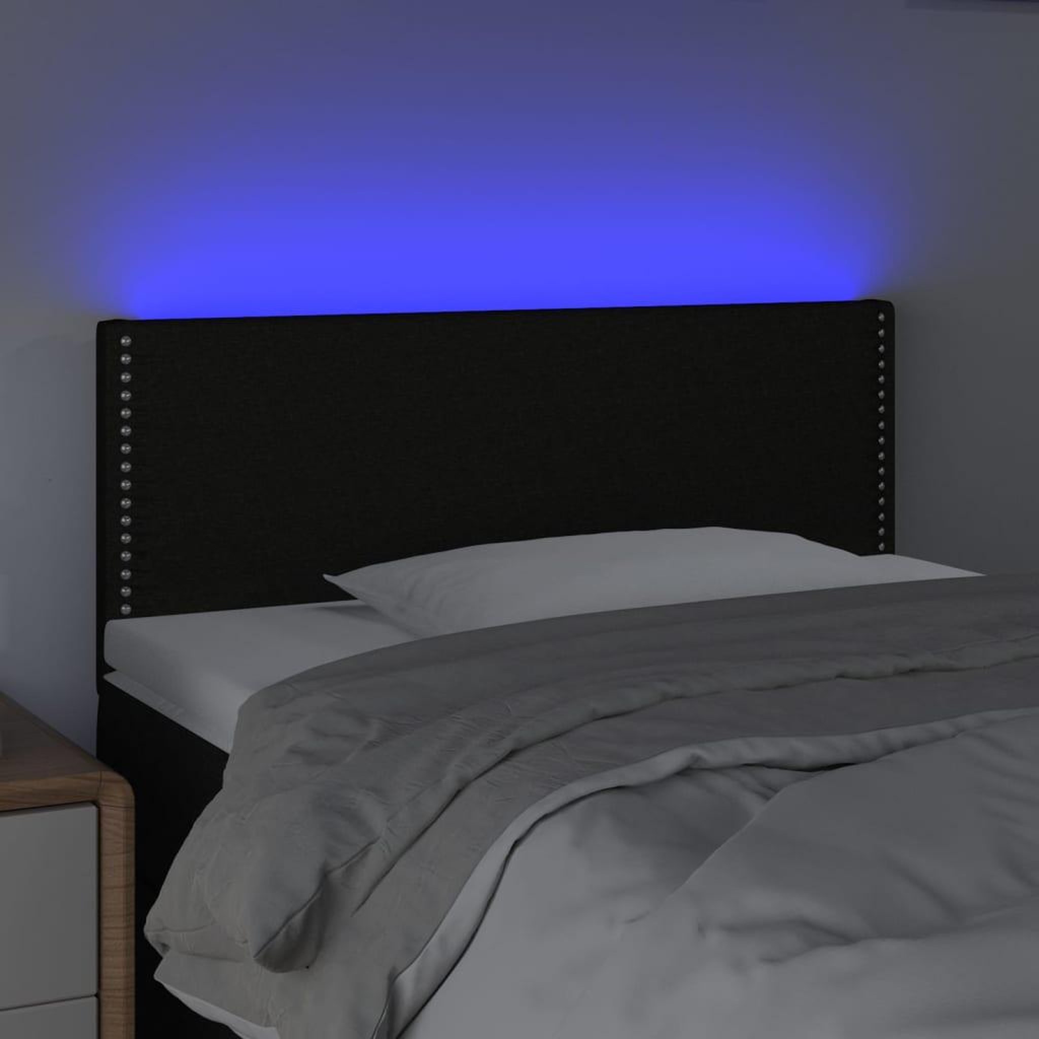 Voir la diapositive 3 : VIDAXL Tete de lit a LED Noir 90x5x78/88 cm Tissu
