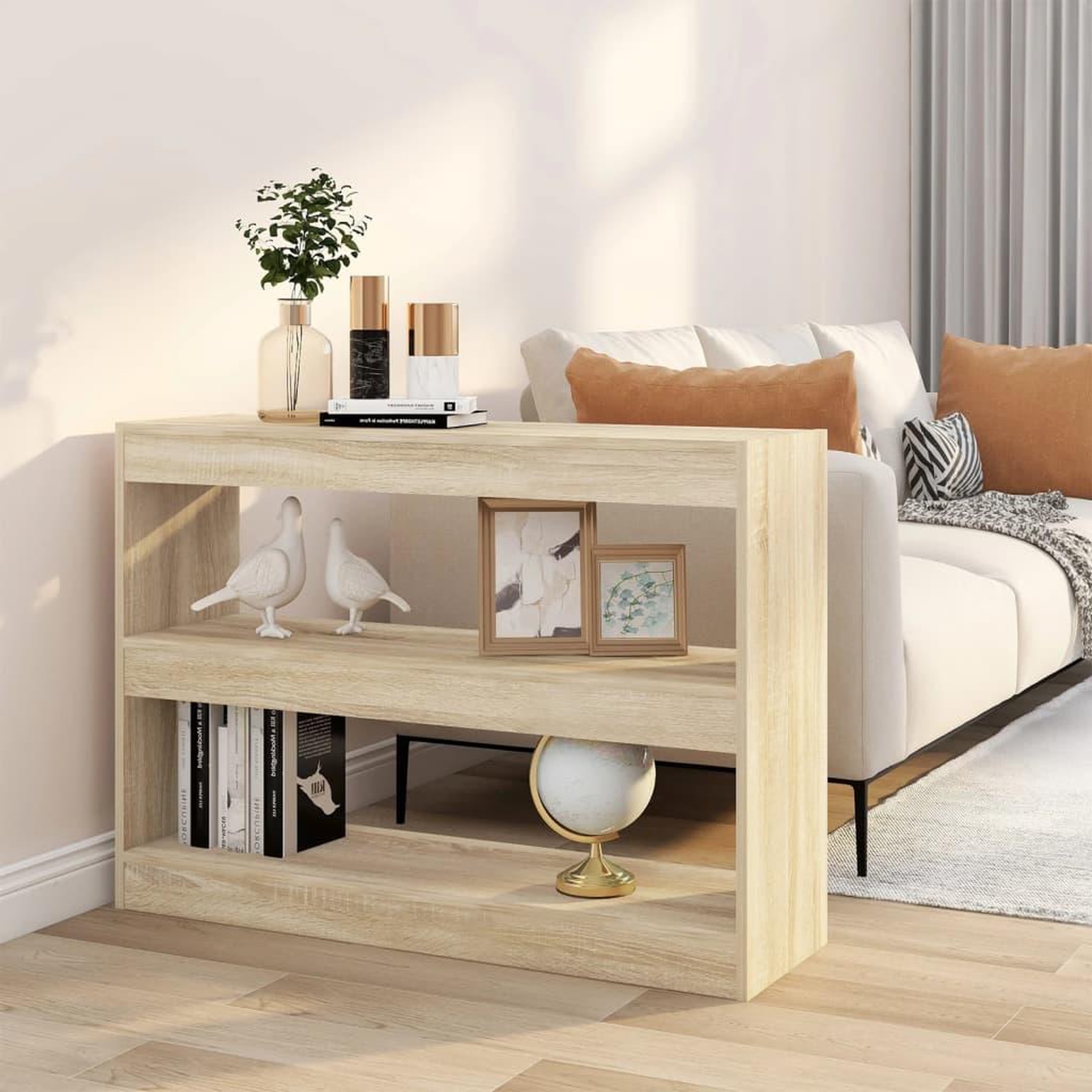 Voir la diapositive 1 : VIDAXL Bibliotheque/Separateur de piece chene sonoma 100x30x72 cm