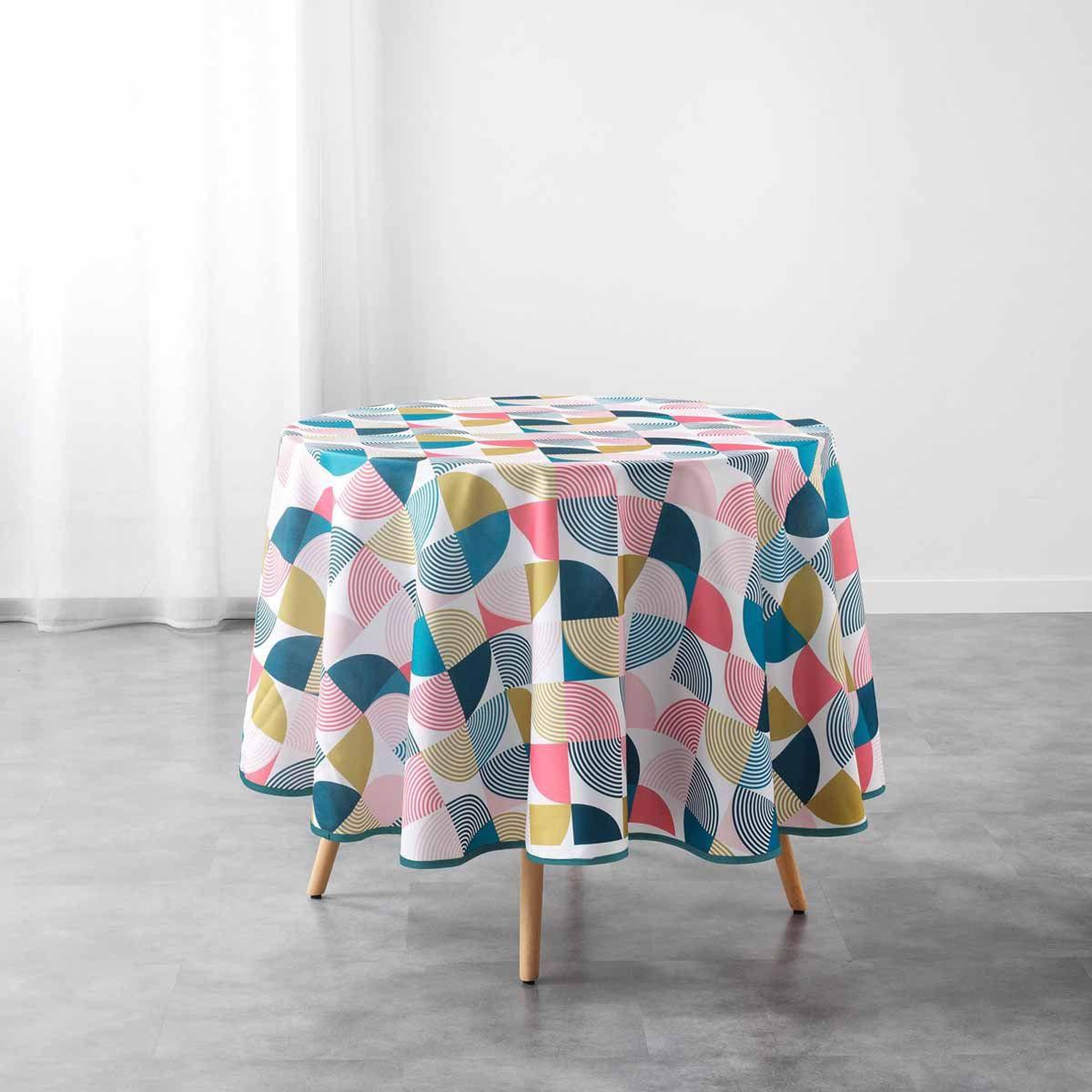 Voir la diapositive 1 : Douceur d'Intérieur Nappe ronde antitache  rythmo  180cm multicolore