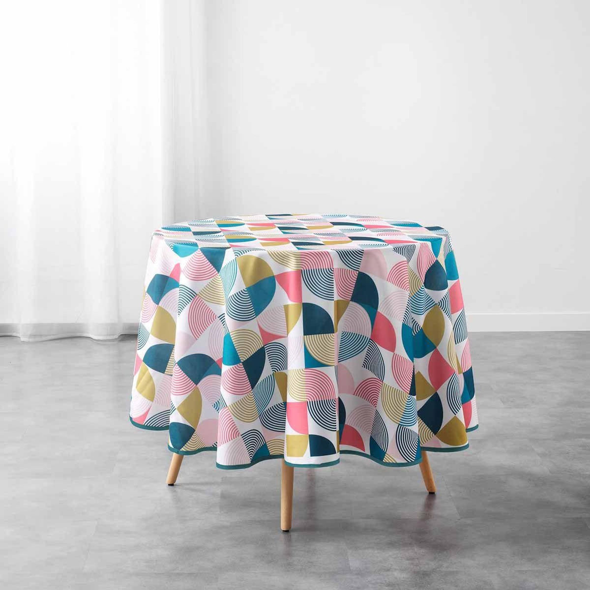 Paris Prix Nappe Ronde Antitache  Rythmo  180cm Multicolore
