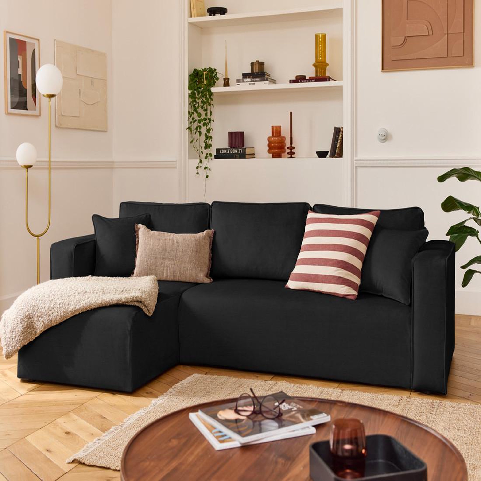 Voir la diapositive 5 : BEST MOBILIER Housse en velours pour canapé déhoussable topaze