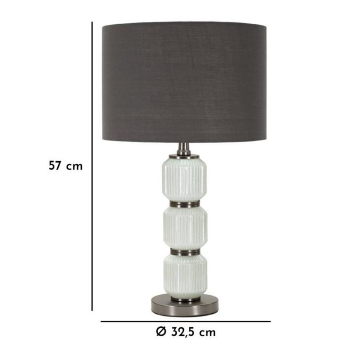 Paris Prix Lampe à Poser en Verre  Bright Three  57cm Blanc & Gris
