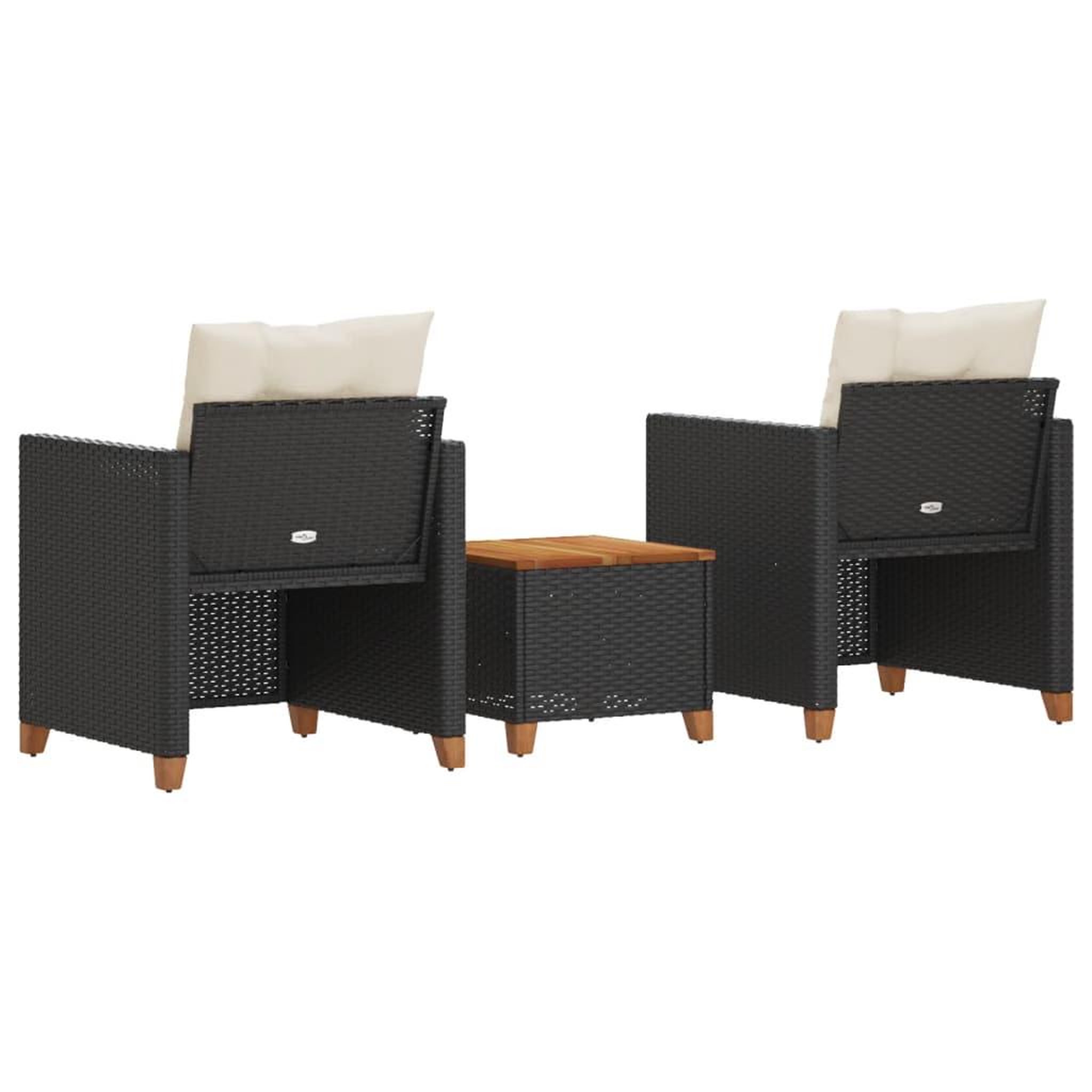 Voir la diapositive 5 : VIDAXL Ensemble de bistro 3 pcs et coussins noir resine tressee acacia