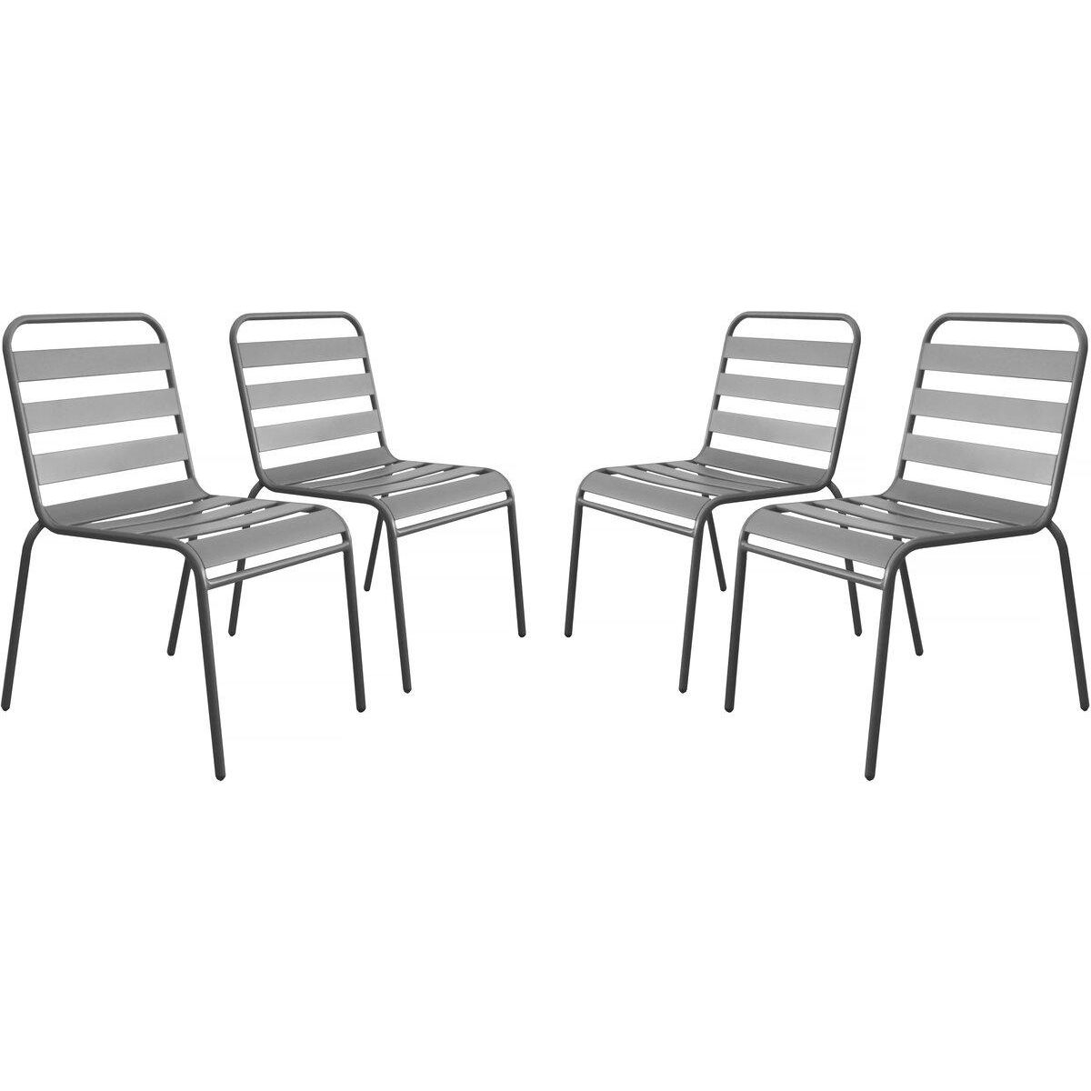Habitat et Jardin Lot de 4 chaises de jardin en métal empilables  Bilbao  - Taupe