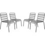 Voir la diapositive 1 : Habitat et Jardin Lot de 4 chaises de jardin en métal empilables  Bilbao  - Taupe