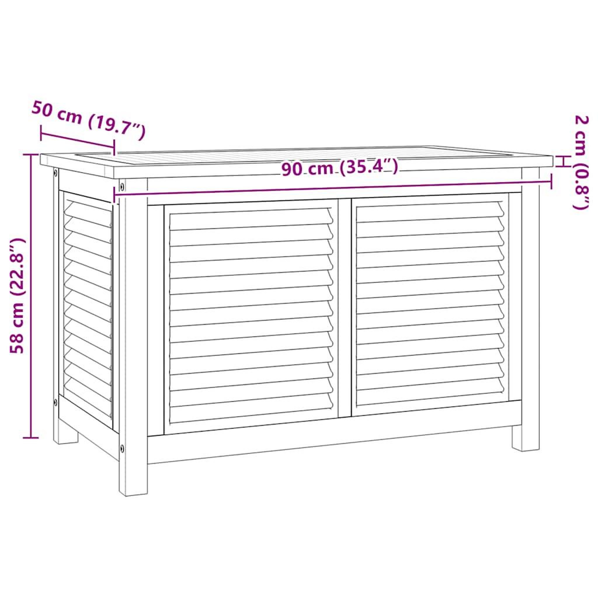 Voir la diapositive 6 : VIDAXL Boîte de rangement de jardin et sac 90x50x58cm bois massif teck