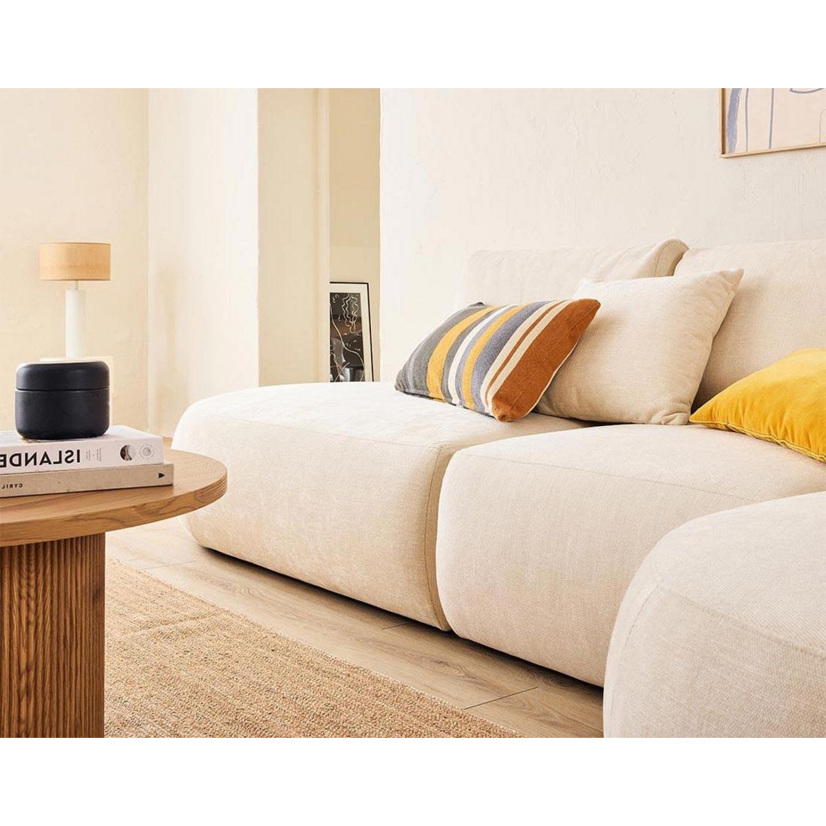 LISA DESIGN Santorini - canapé modulable d'angle droit - 5 places - en tissu texturé