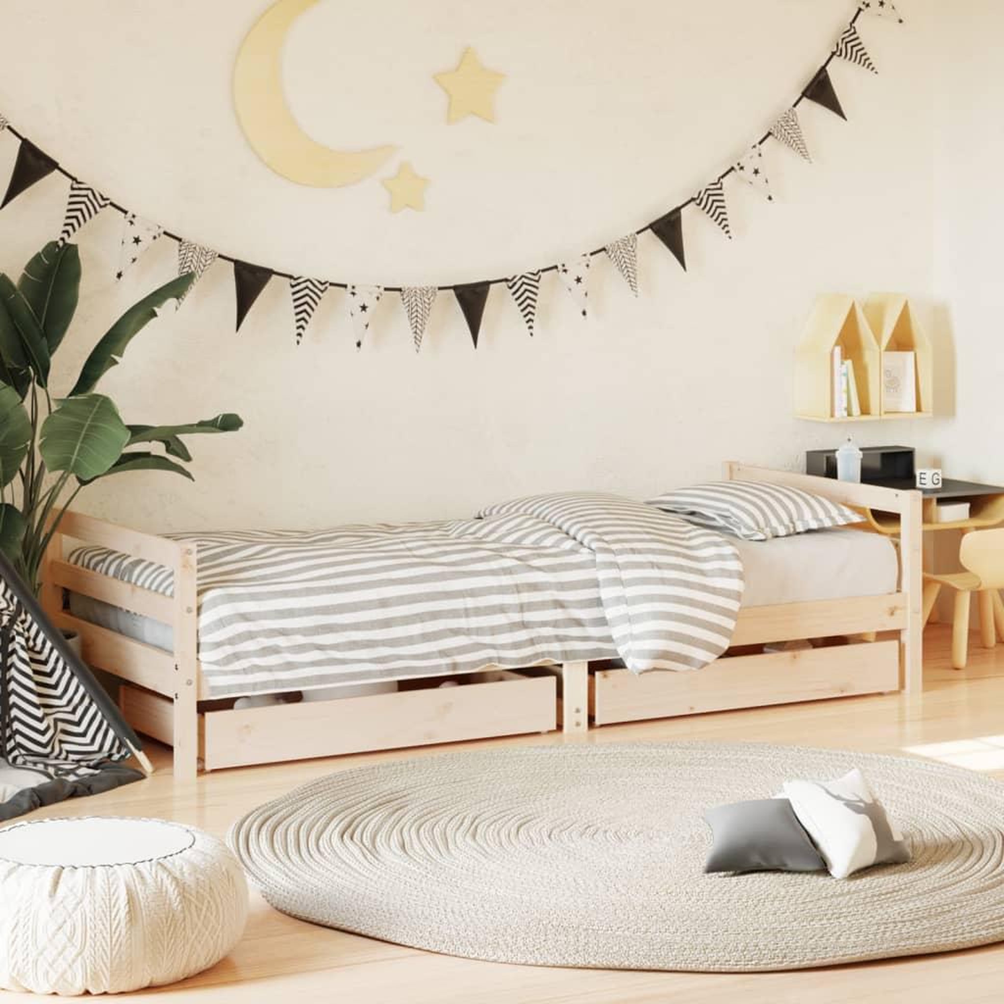 VIDAXL Cadre de lit enfant avec tiroirs 90x200 cm bois de pin massif