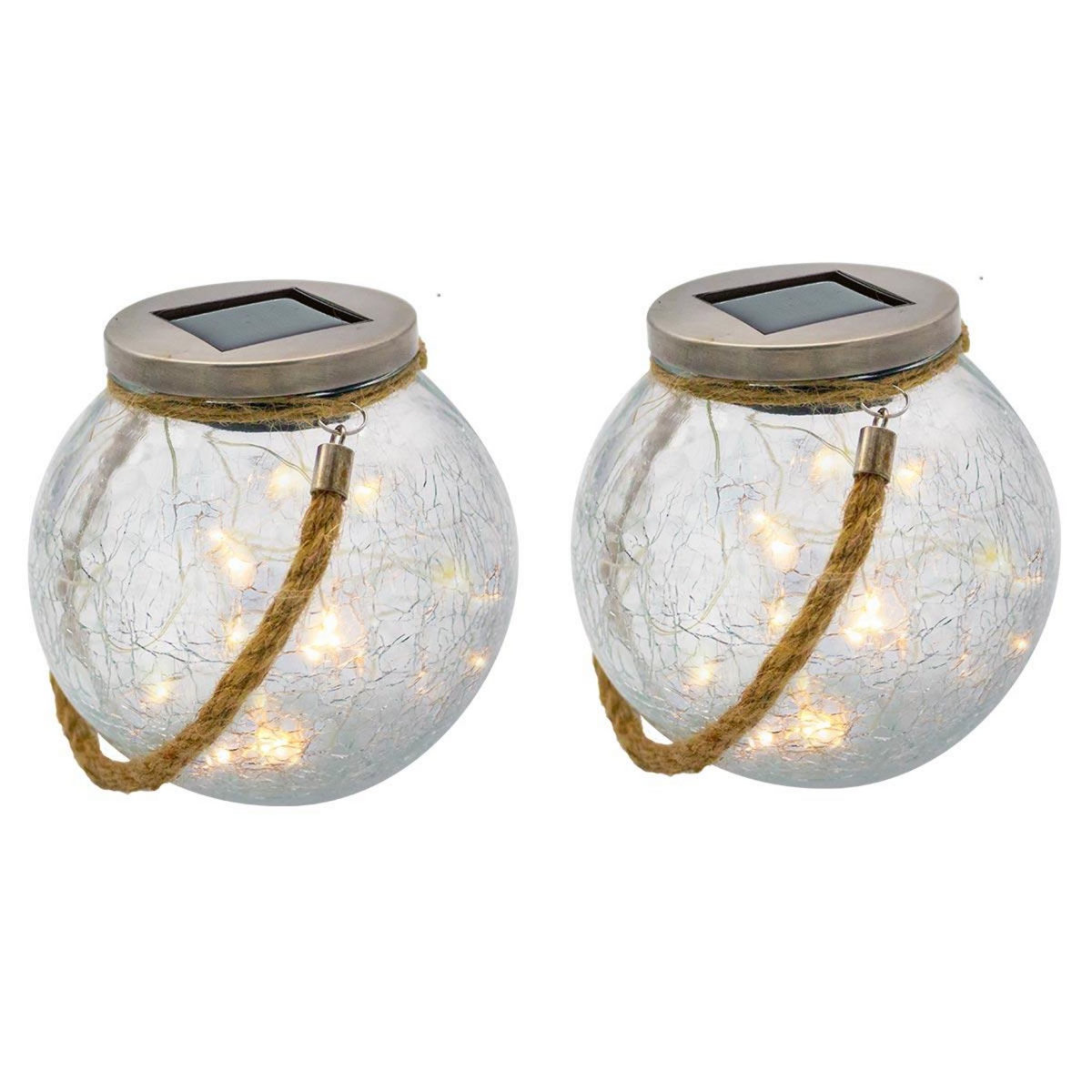 Lumisky Lot de 2 boules solaires CRACK Transparent Verre H13cm