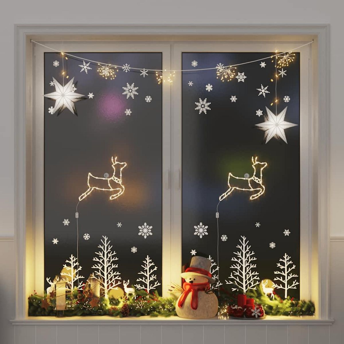 VIDAXL Lumieres de Noël silhouette de renne 2 pcs 35 LED blanc chaud