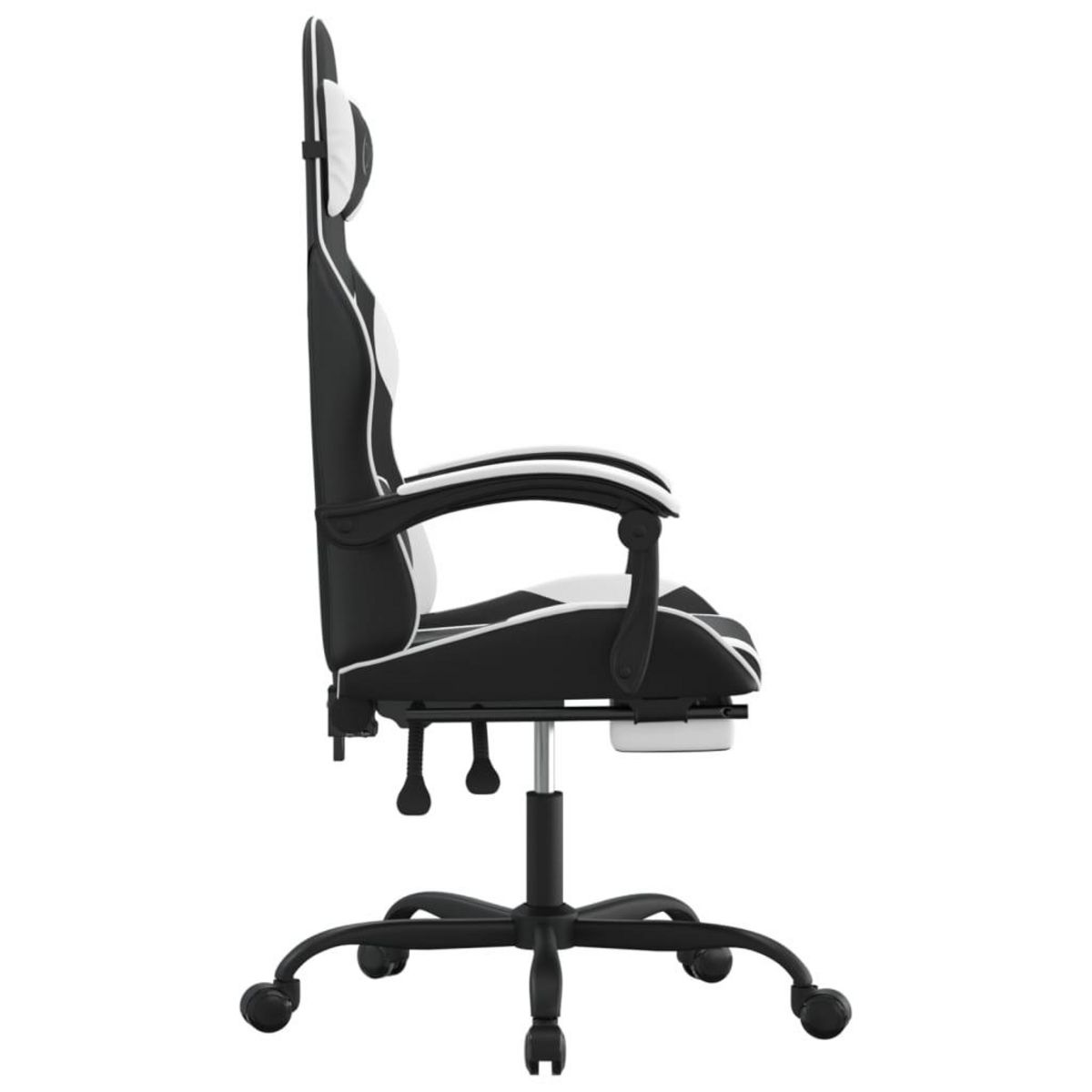 VIDAXL Chaise de jeu pivotante et repose-pied Noir et blanc Similicuir