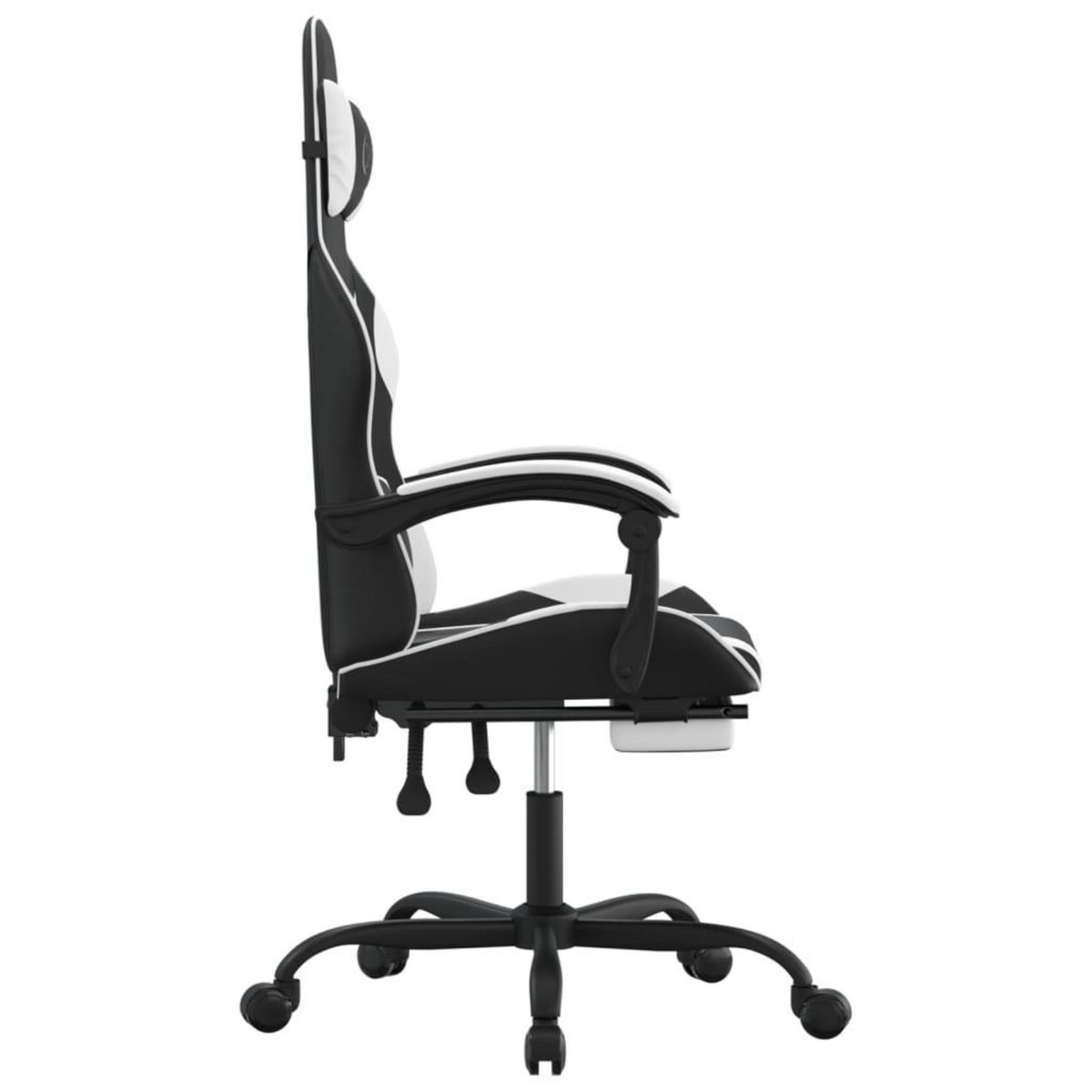 VIDAXL Chaise de jeu pivotante et repose-pied Noir et blanc Similicuir