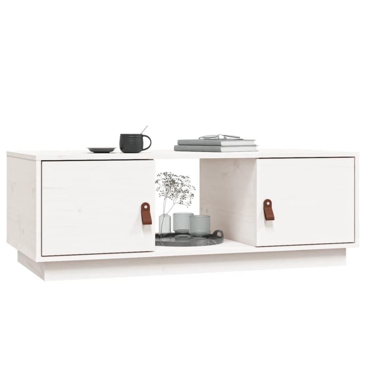 VIDAXL Table basse Blanc 100x50x35 cm Bois massif de pin