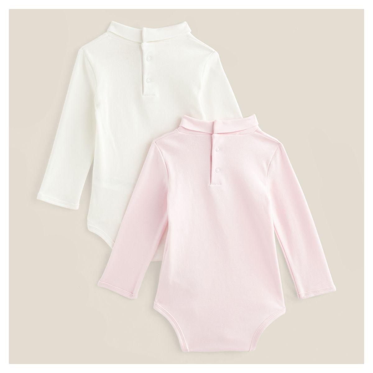 IN EXTENSO Lot de 2 bodies col roulé bébé fille