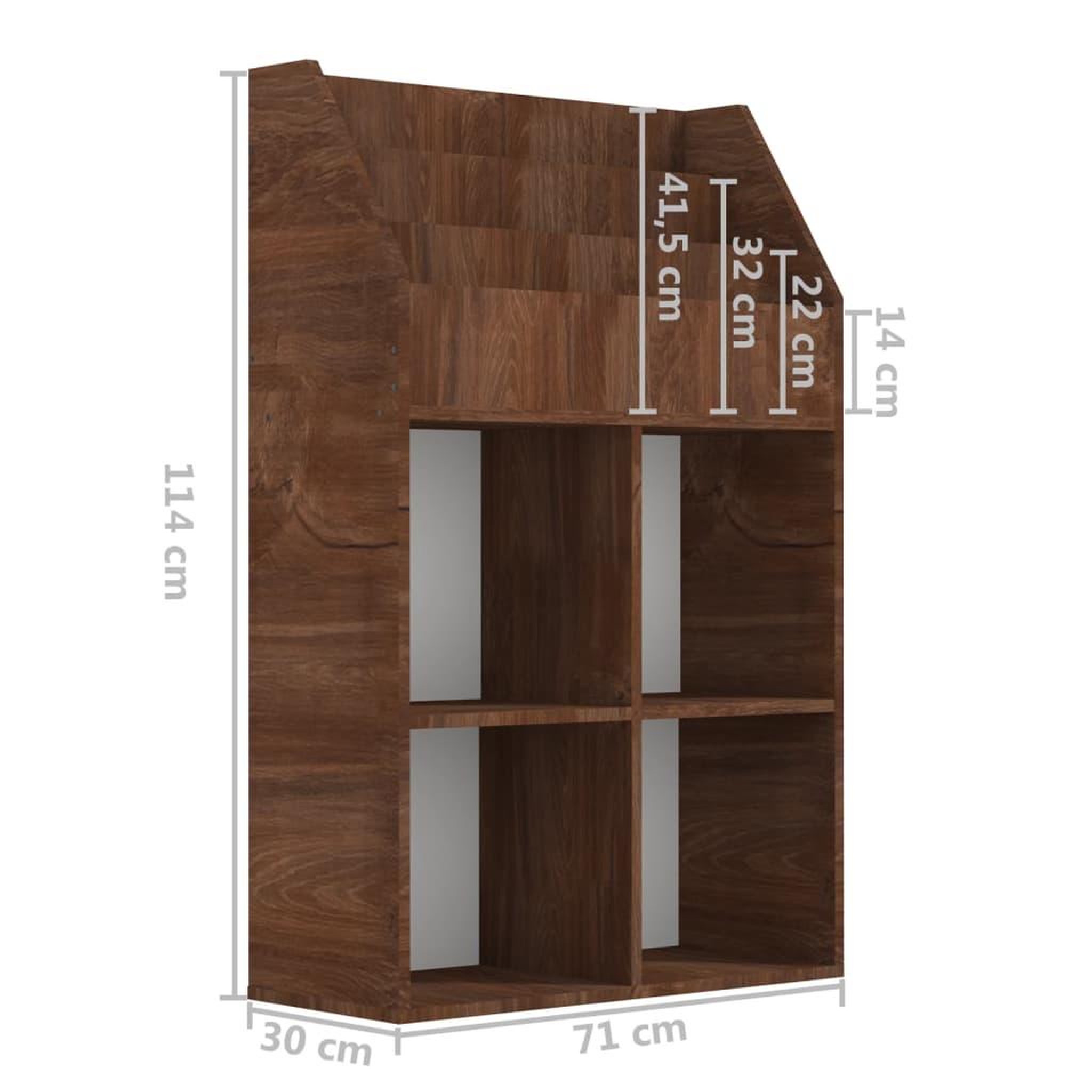 Voir la diapositive 6 : VIDAXL Porte-revue pour enfants Chene marron 71x30x114 cm