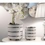 Voir la diapositive 5 : Paris Prix Lot de 2 Vases en Céramique  Ray  24cm Blanc & Argent