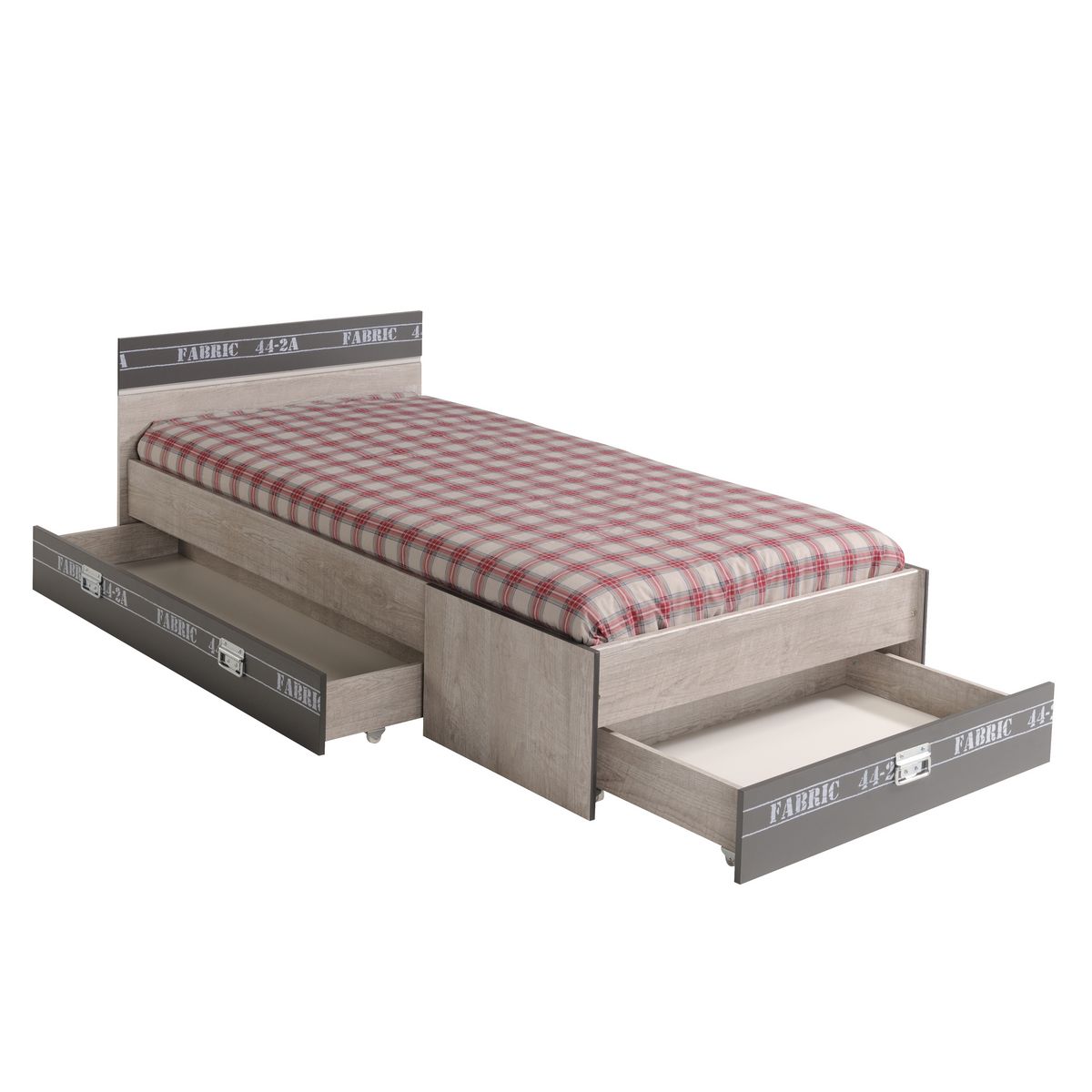 Lot de 2 tiroirs pour lit style industriel 90x190cm  LOFTY