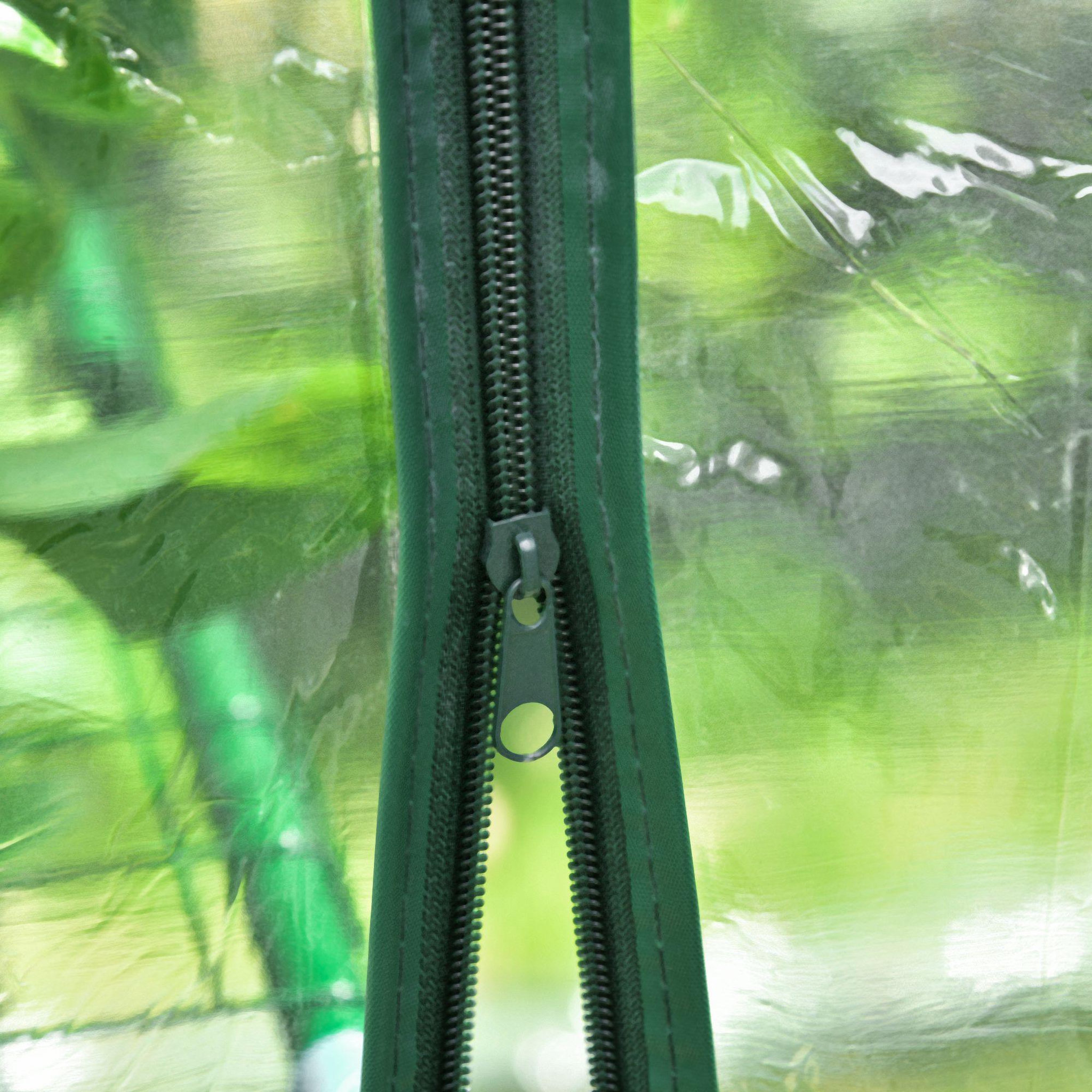 Voir la diapositive 4 : HOMCOM Serre de jardin balcon terrasse 4 étagères 143l x 143l x 195h cm acier pvc imperméable anti-uv transparent vert
