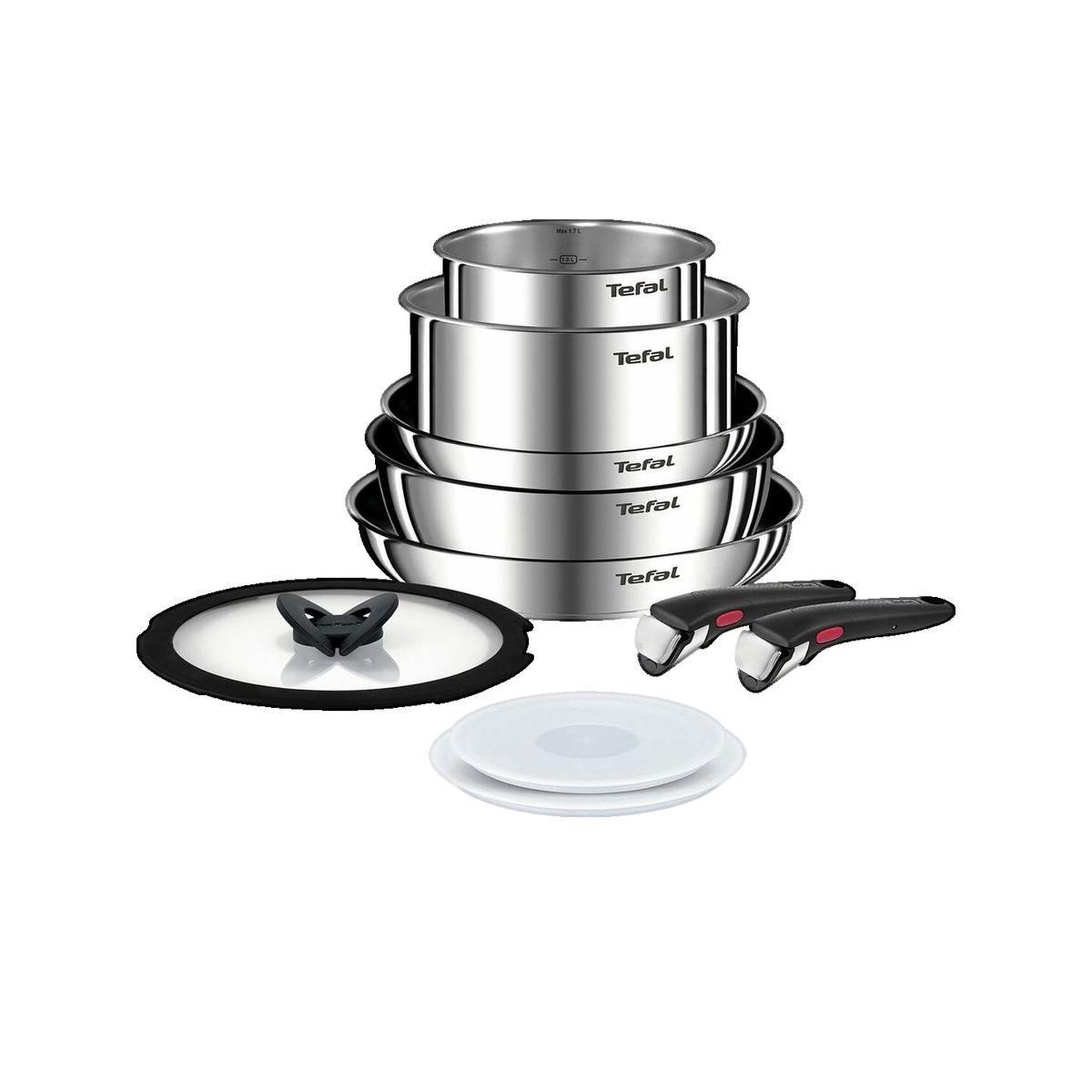 Voir la diapositive 2 : TEFAL Batterie de cuisine Tefal Ingenio Emotion 10 pièces Acier Inoxydable Antiadhésif