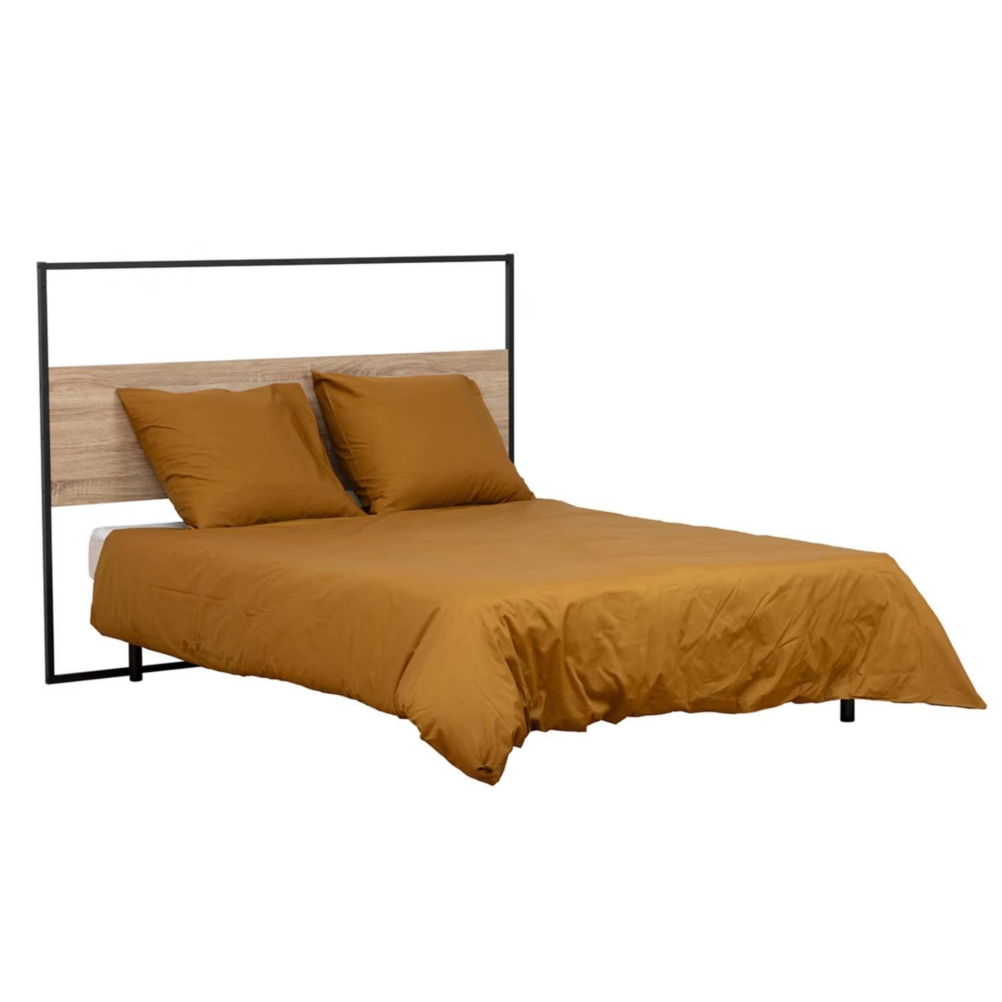 Voir la diapositive 3 : FIVE Tête de lit effet bois et métal aliaj - 165 cm - beige et noir