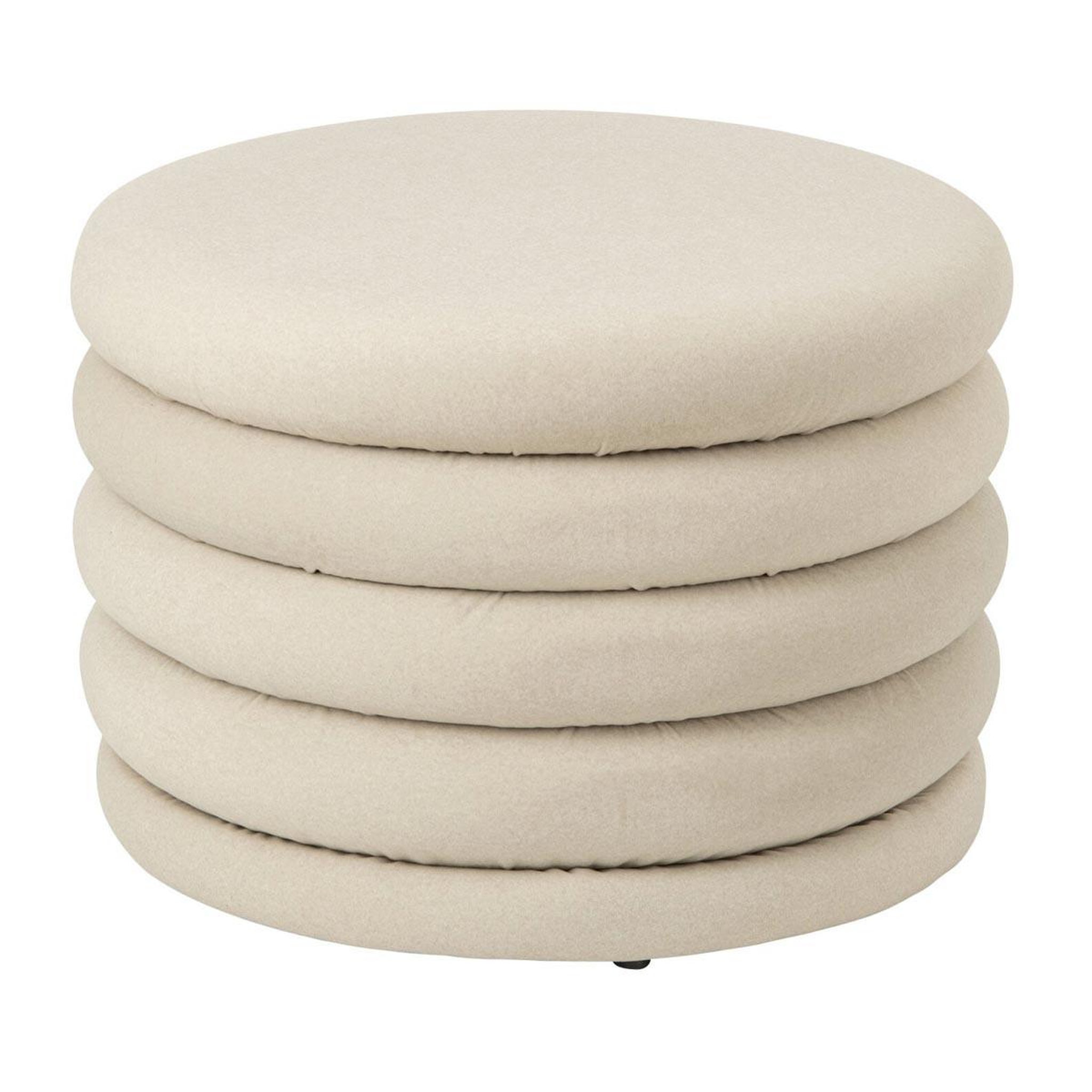 J-LINE Pouf coffre côtelé  mich  59cm écru