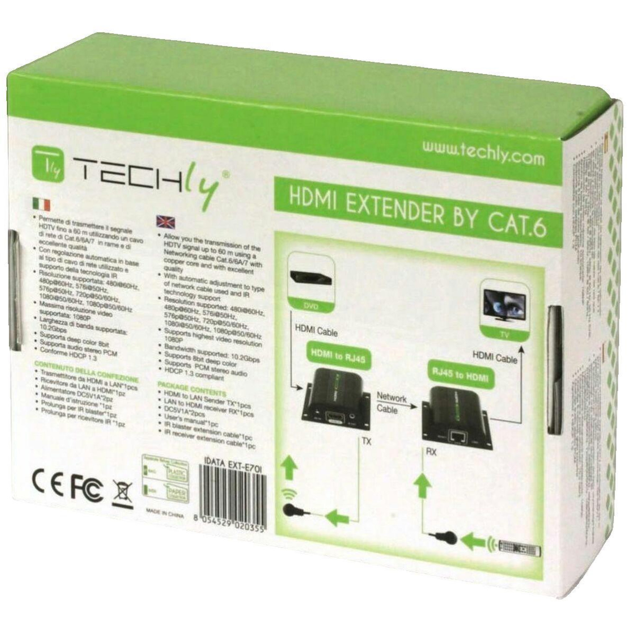 Voir la diapositive 2 : TECHLY Émetteur et récepteur audio/vidéo Techly Full HD 1080p compact
