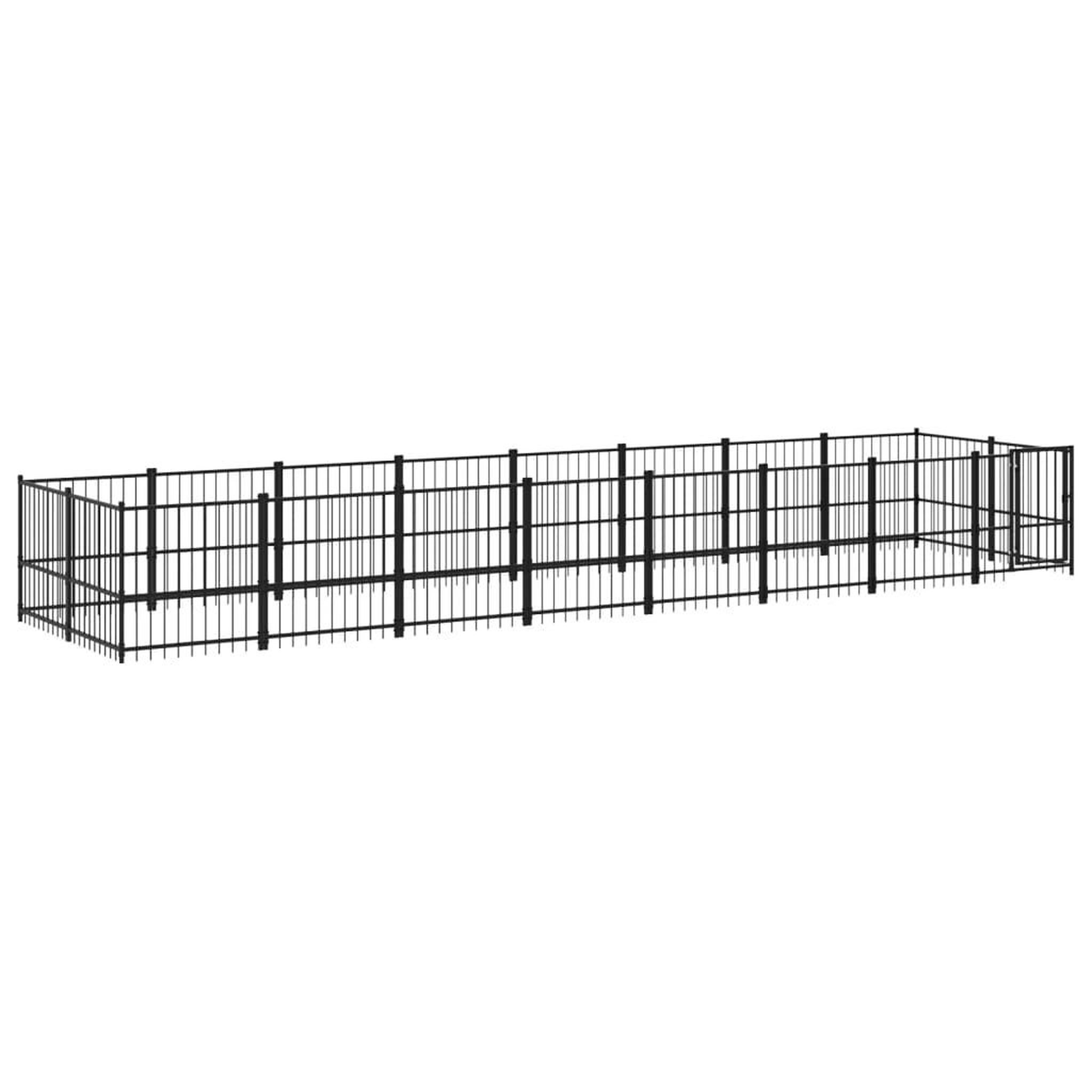Voir la diapositive 2 : VIDAXL Chenil d'exterieur pour chiens Acier 15,02 m²