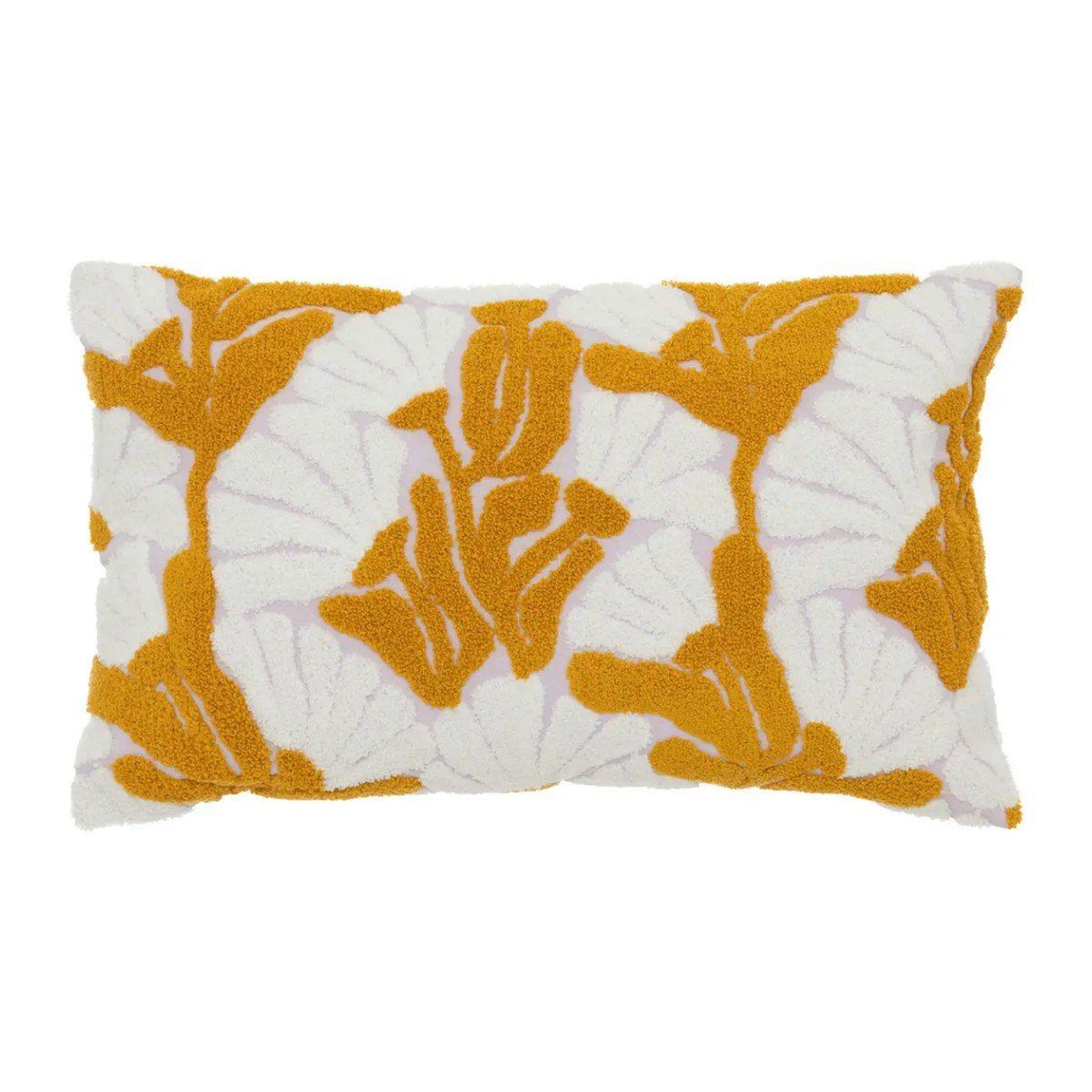 ATMOSPHERA Coussin déco brodé  daisy  30x50cm ocre