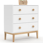 ID MARKET Commode 3 tiroirs JACOB 80 cm enfant blanc et bois
