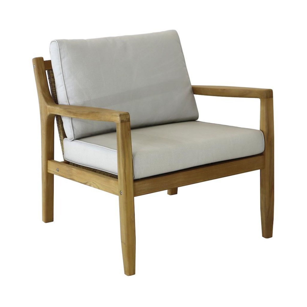 Proloisirs Fauteuil lounge - HAUBAN - Teck FSC 100% - Coussins crème