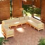 Voir la diapositive 1 : VIDAXL Salon de jardin 10 pcs avec coussins creme bois de pin massif