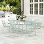 Voir la diapositive 4 : OUTSUNNY Salon de jardin 6 places 7 pièces - table à manger 6 chaises empilables - acier thermolaqué verre d'eau