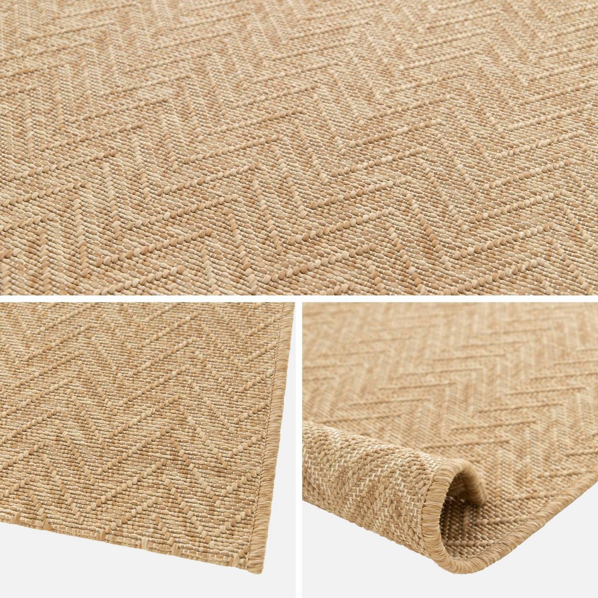 SWEEEK Tapis intérieur/extérieur effet jute coloris naturel, stabilisé aux UV