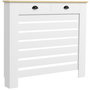 Voir la diapositive 1 : HOMCOM Cache-radiateur design panneau avec tiroirs - grille d'aération horizontale à lattes - dim. 111L x 19l x 95H cm - MDF effet bois clair blanc