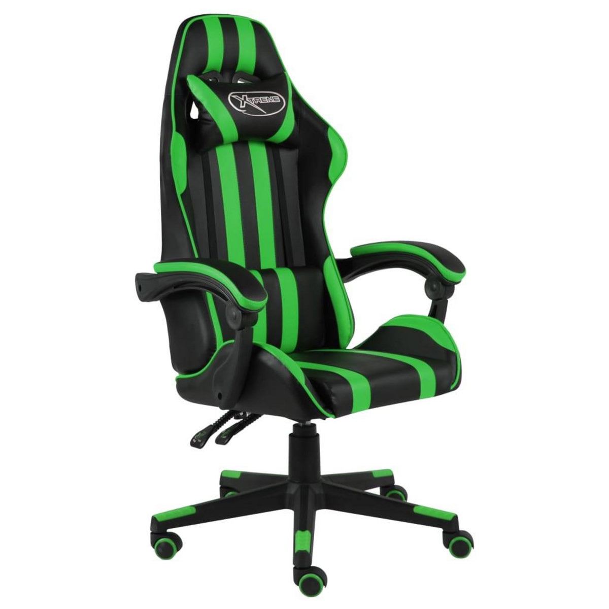 VIDAXL Fauteuil de jeux video Noir et vert Similicuir