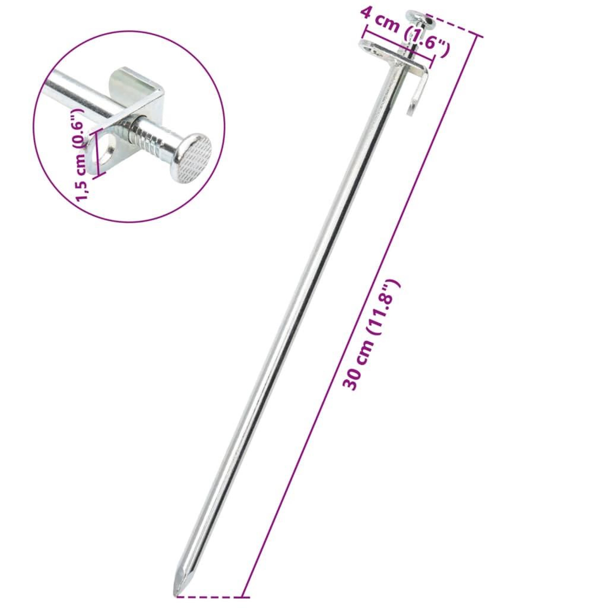 Voir la diapositive 6 : VIDAXL Piquets de tente 24 pcs 30 cm 8 mm acier galvanise